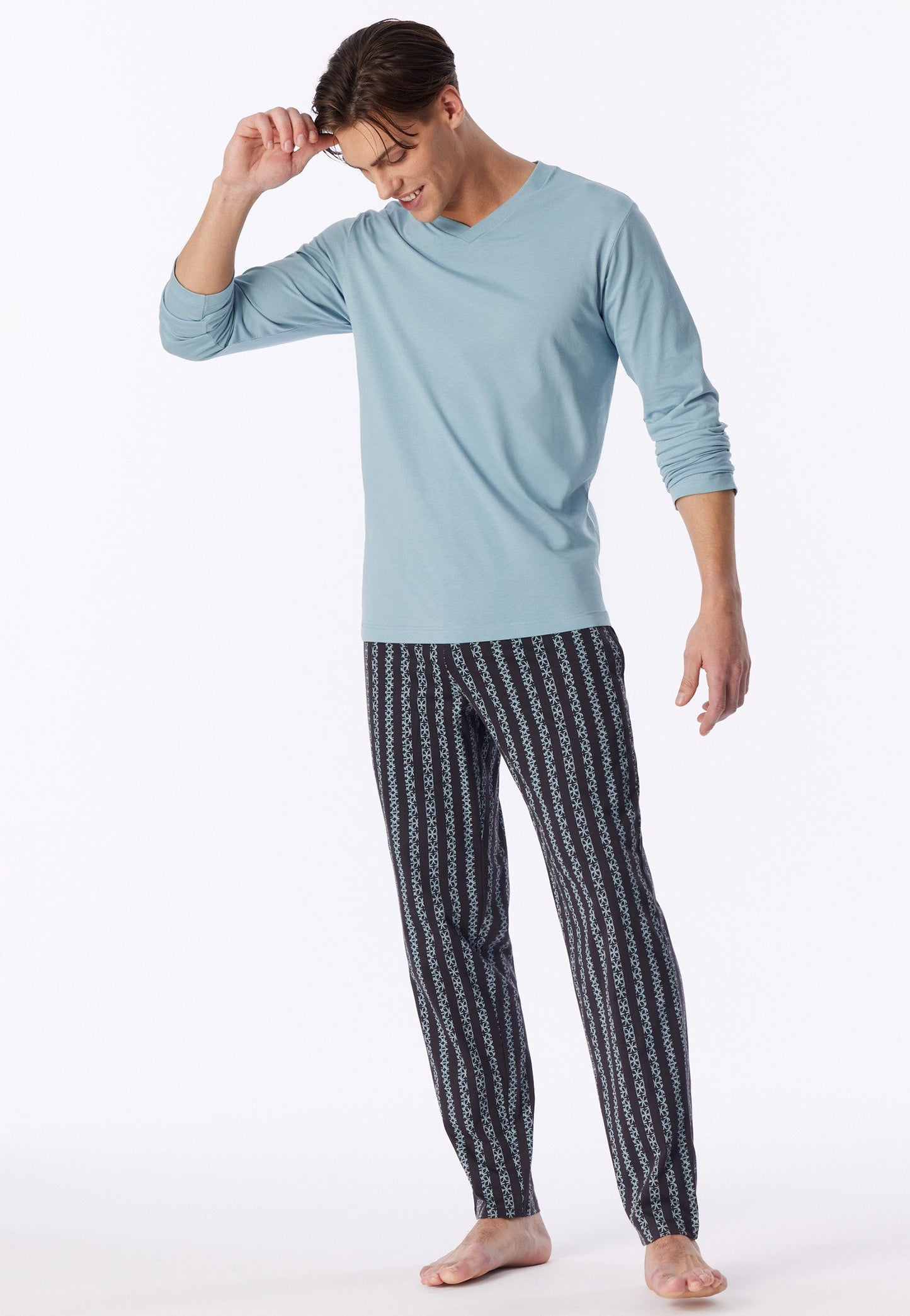 Langarmshirt V-Ausschnitt (Eisblau)