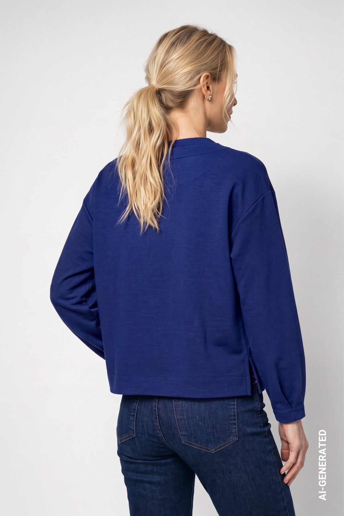 Sweatshirt mit samtigen Bindeband (Classic Navy)