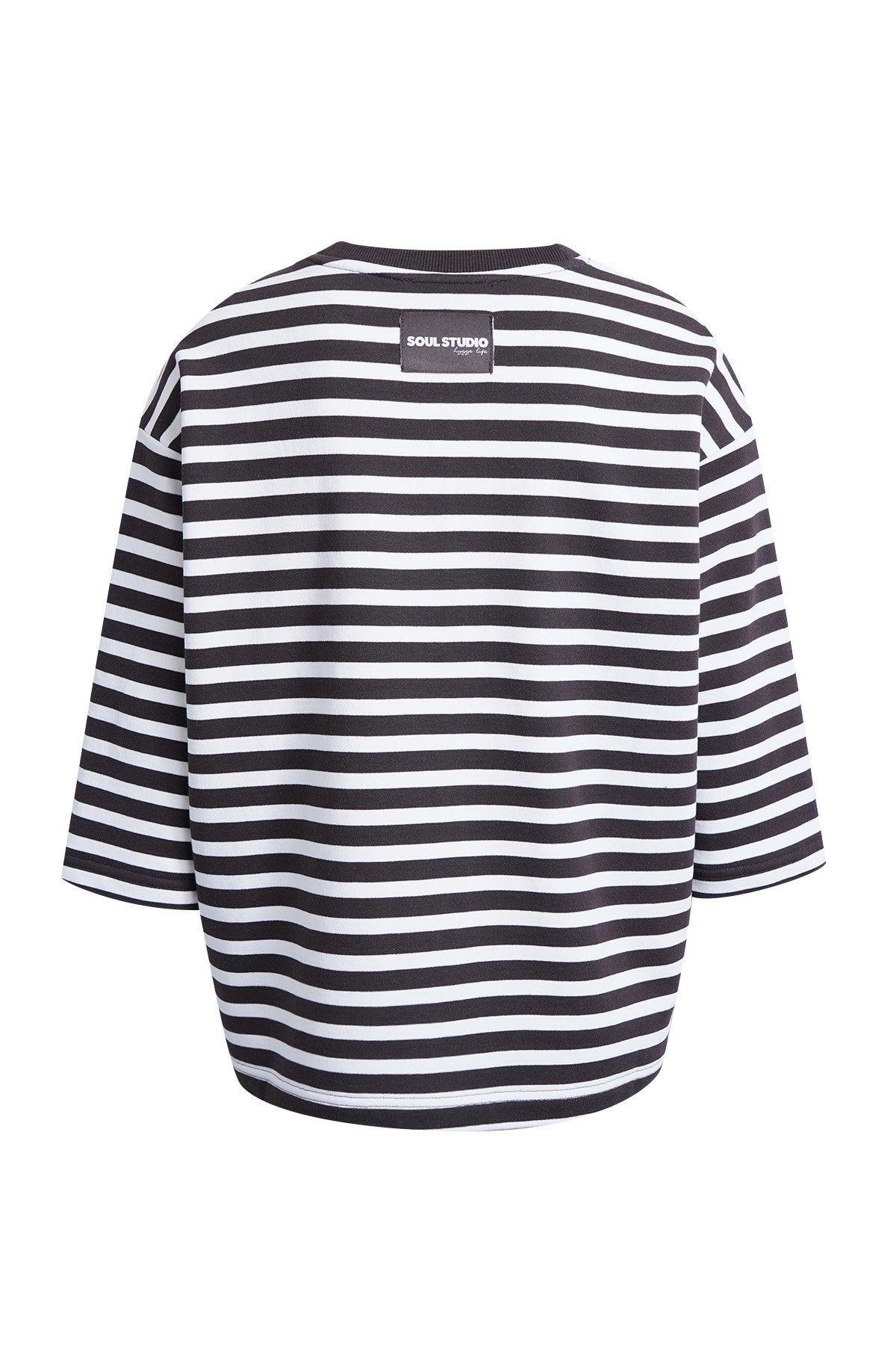 Relaxed Sweat Threequarter Sleeves Striped (Dark Choc)