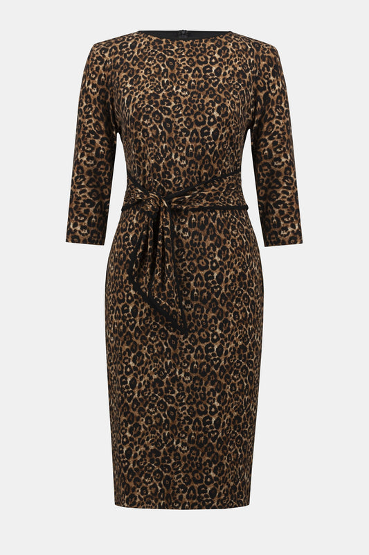 Etuikleid aus feinem Jersey mit Animalprint (Beige/schwarz)