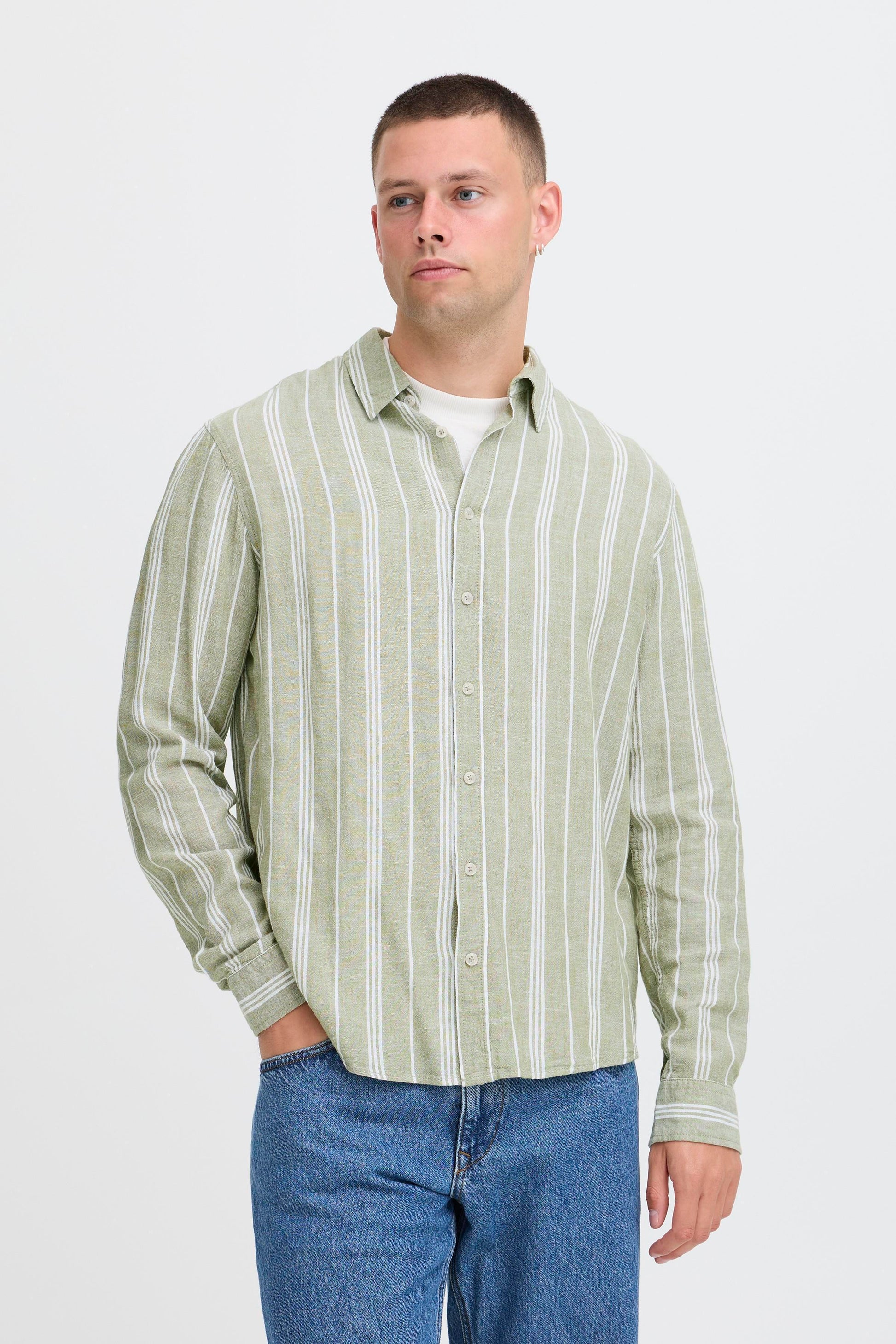 Bhbobby Linen Stripe (Oil Green)
