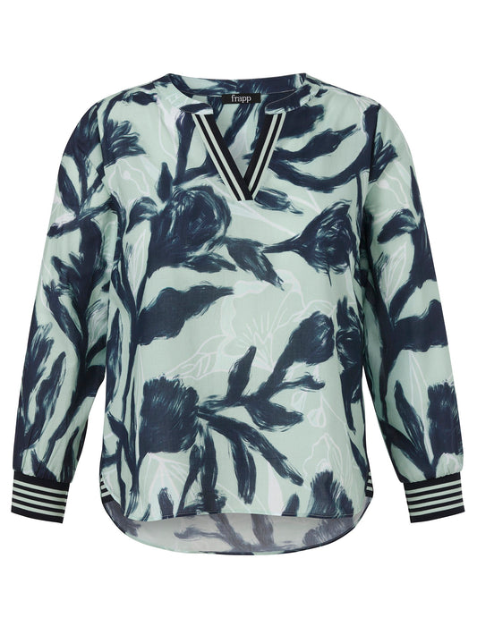 Bluse V-Ausschnitt 1/1 Arm Druck (Mint Multicolor)