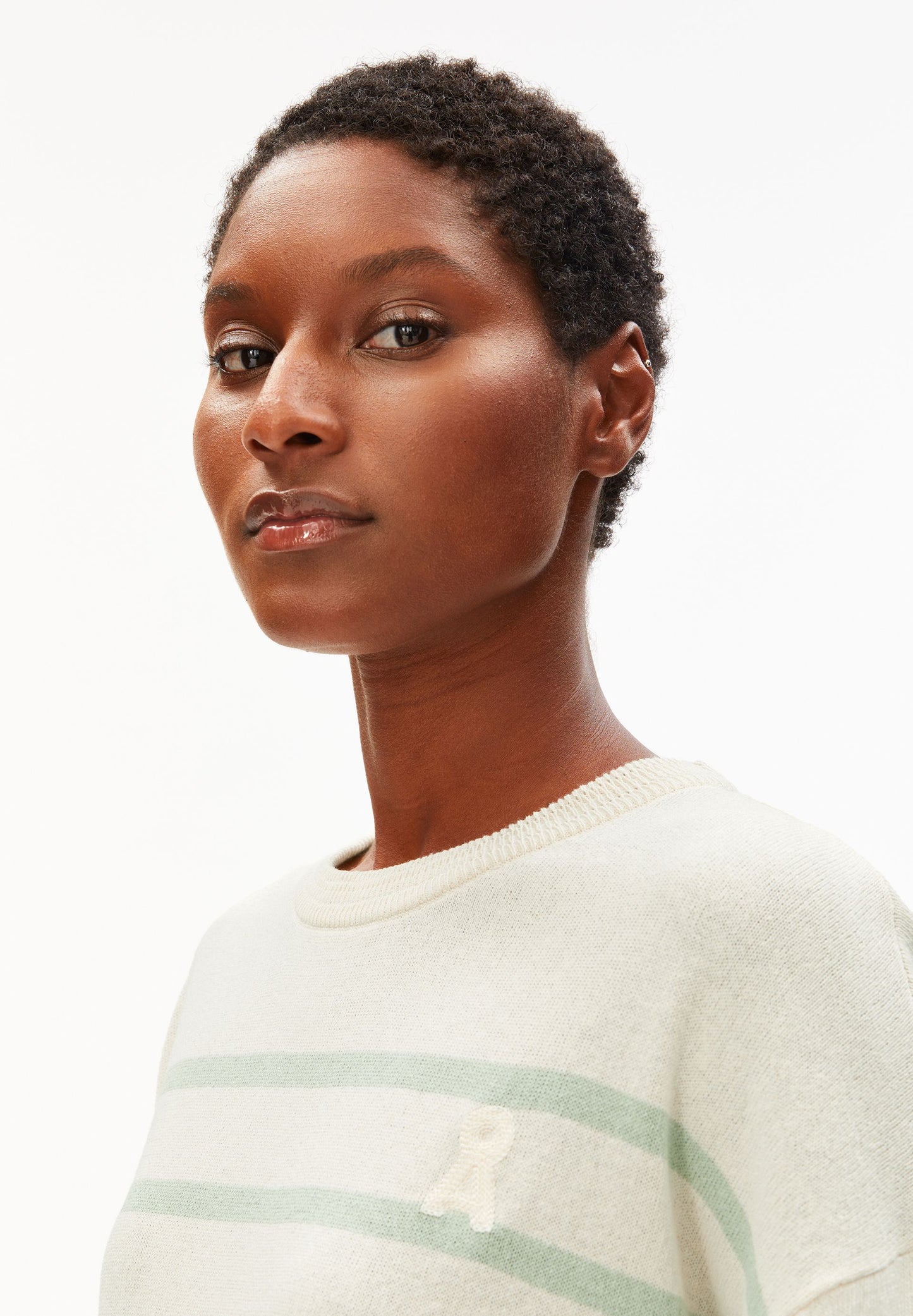 Striped Linen Blend Sweater (Undyed-foam)