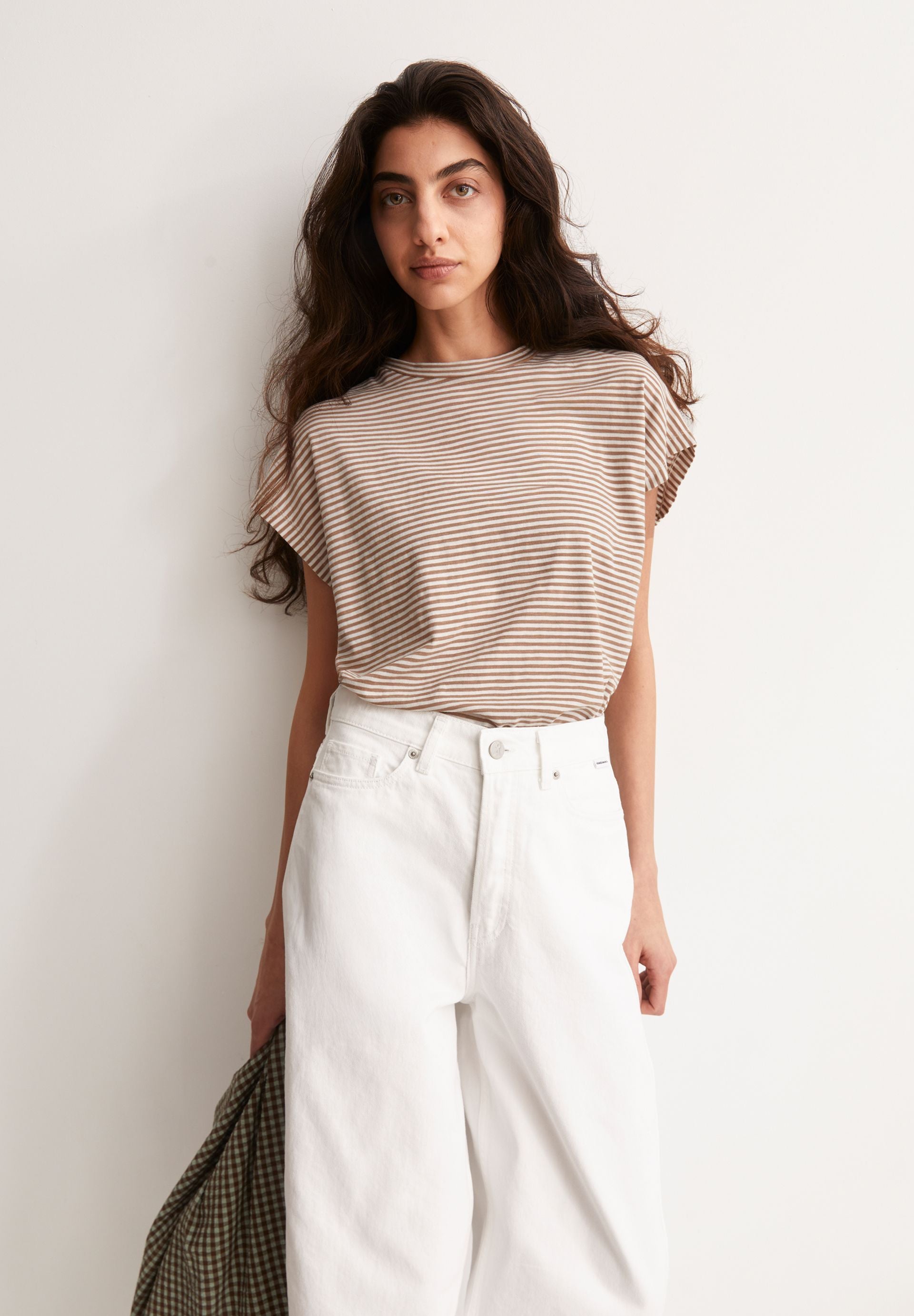 Slub Jersey Stripe T-shirt (Oatmilk-cinnamo)