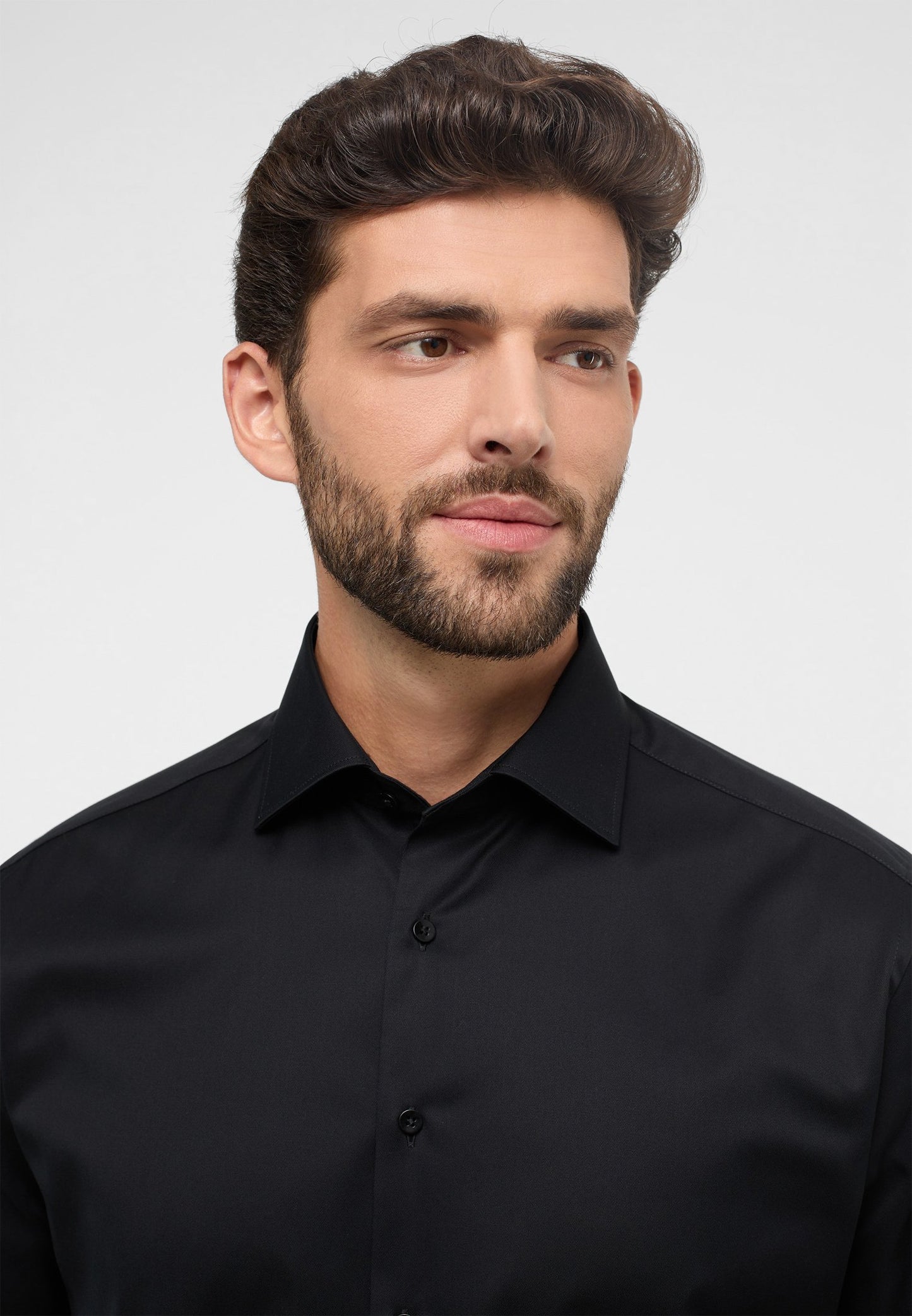 ETERNA unifarbenes Cover Shirt MODERN FIT (Schwarz)