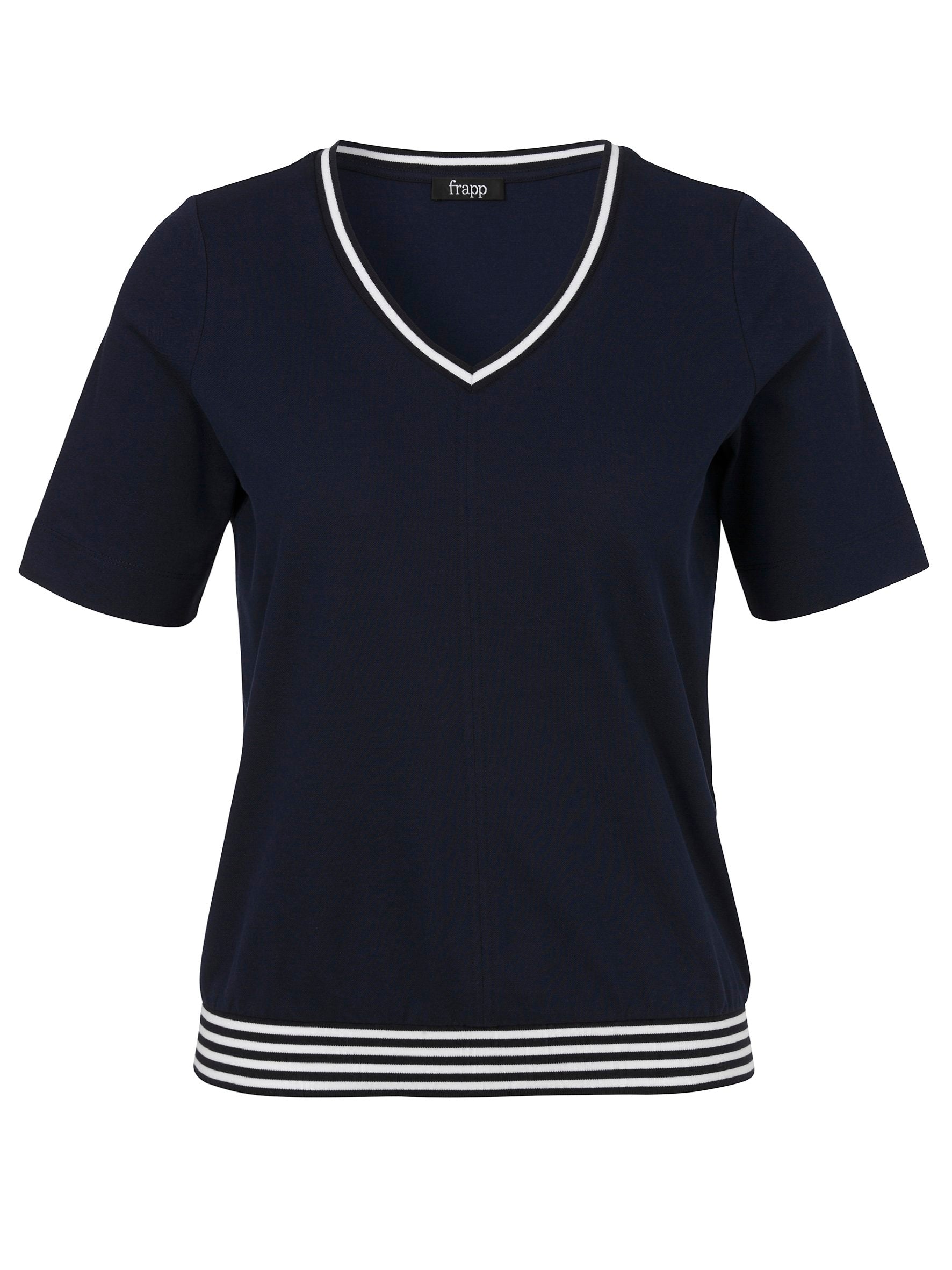 T-Shirt V-Ausschnitt 1/2 Arm (Navy / White)