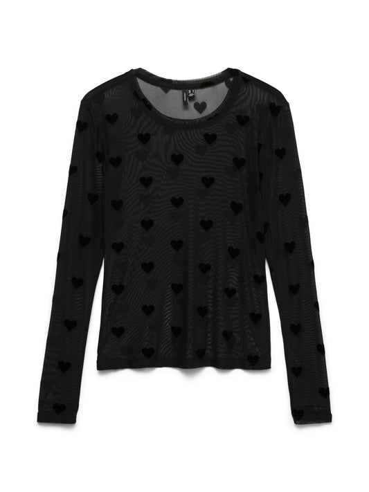 Vmlova Ls Mesh Top Jrs Noos (Black/hear)