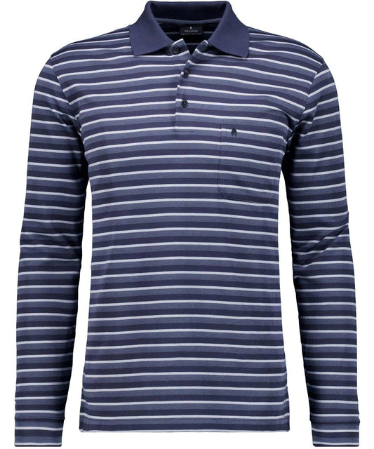 Softknit-Polo gestreift (Marine)