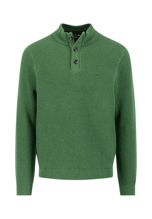Buttoned Troyer, Cotton Wool (Dark Leaf)