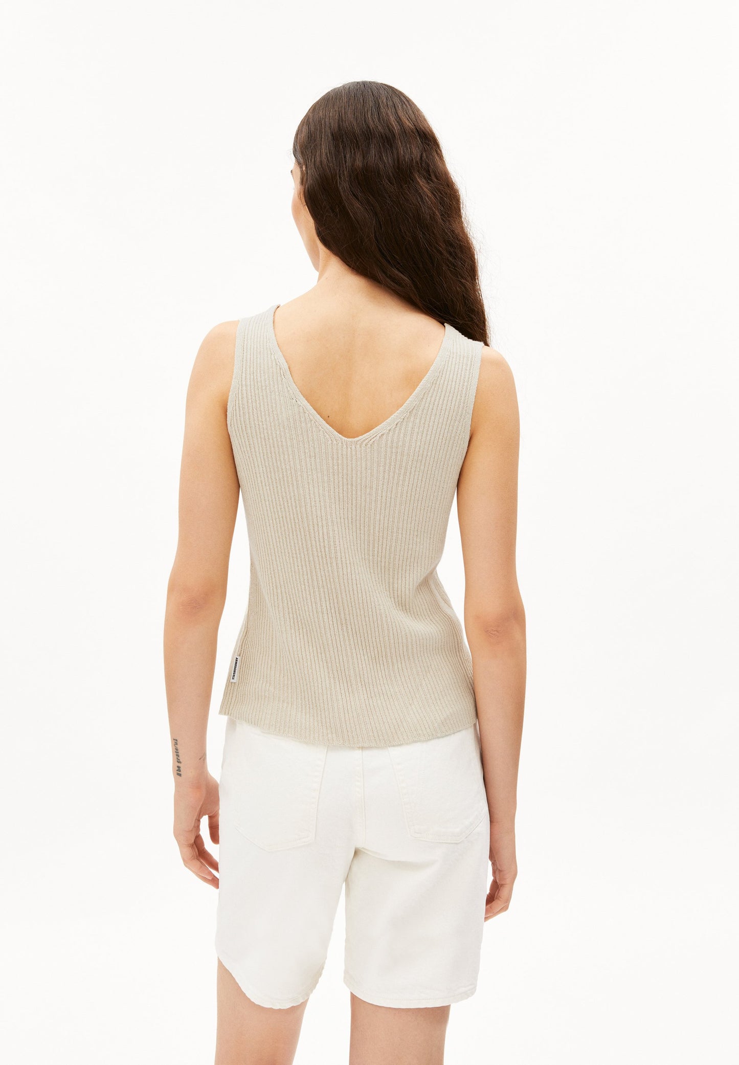 Linen Blend Knit Top (Raw White)