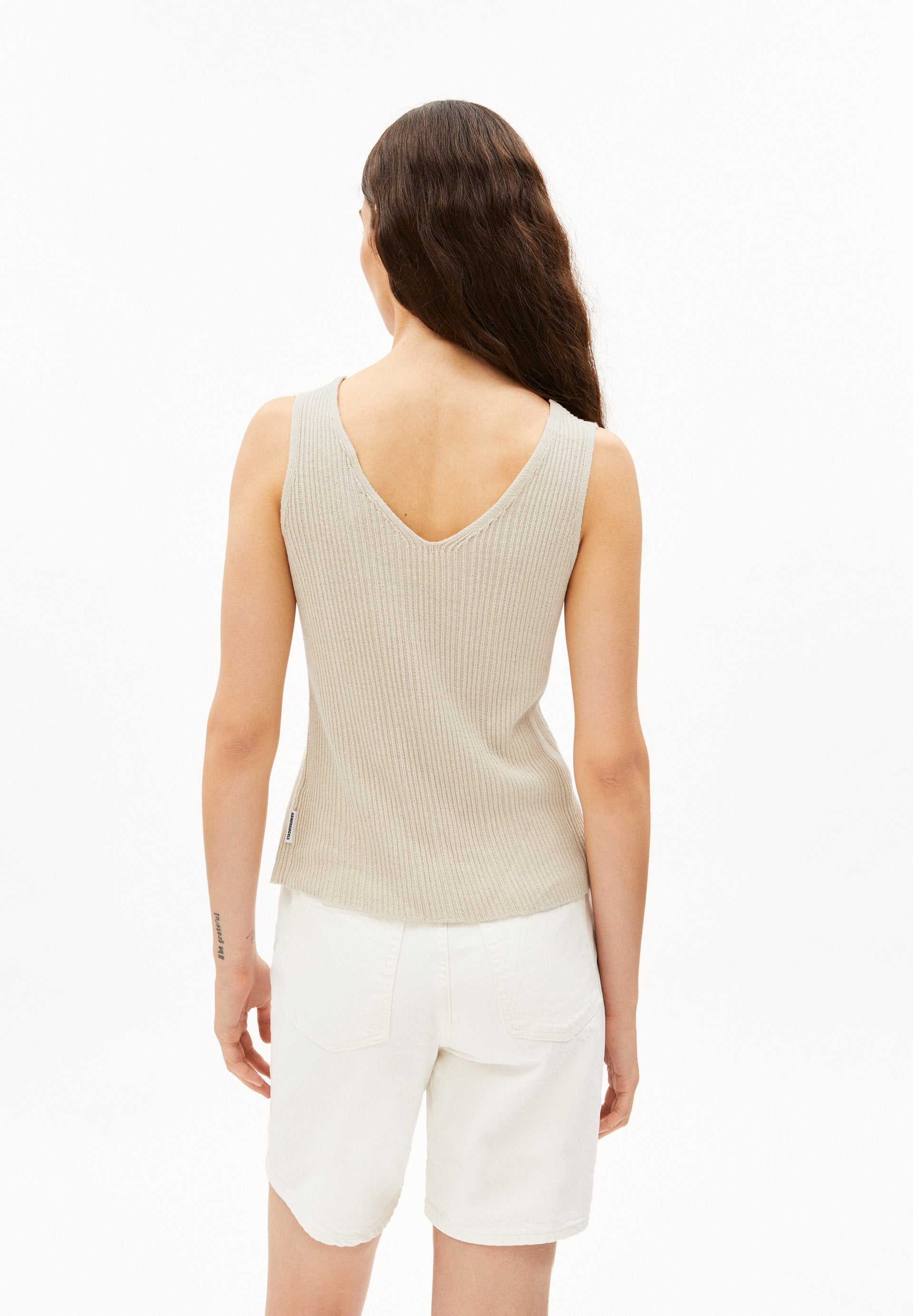 Linen Blend Knit Top (Raw White)