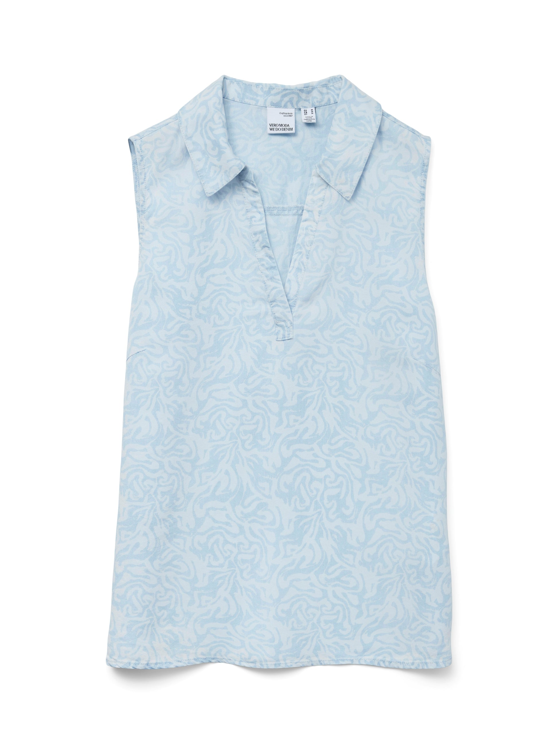 Vmharper Sl Collar Short Tencel Top Ga (Light Blue)