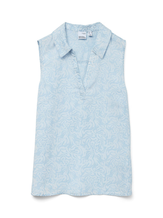Vmharper Sl Collar Short Tencel Top Ga (Light Blue)