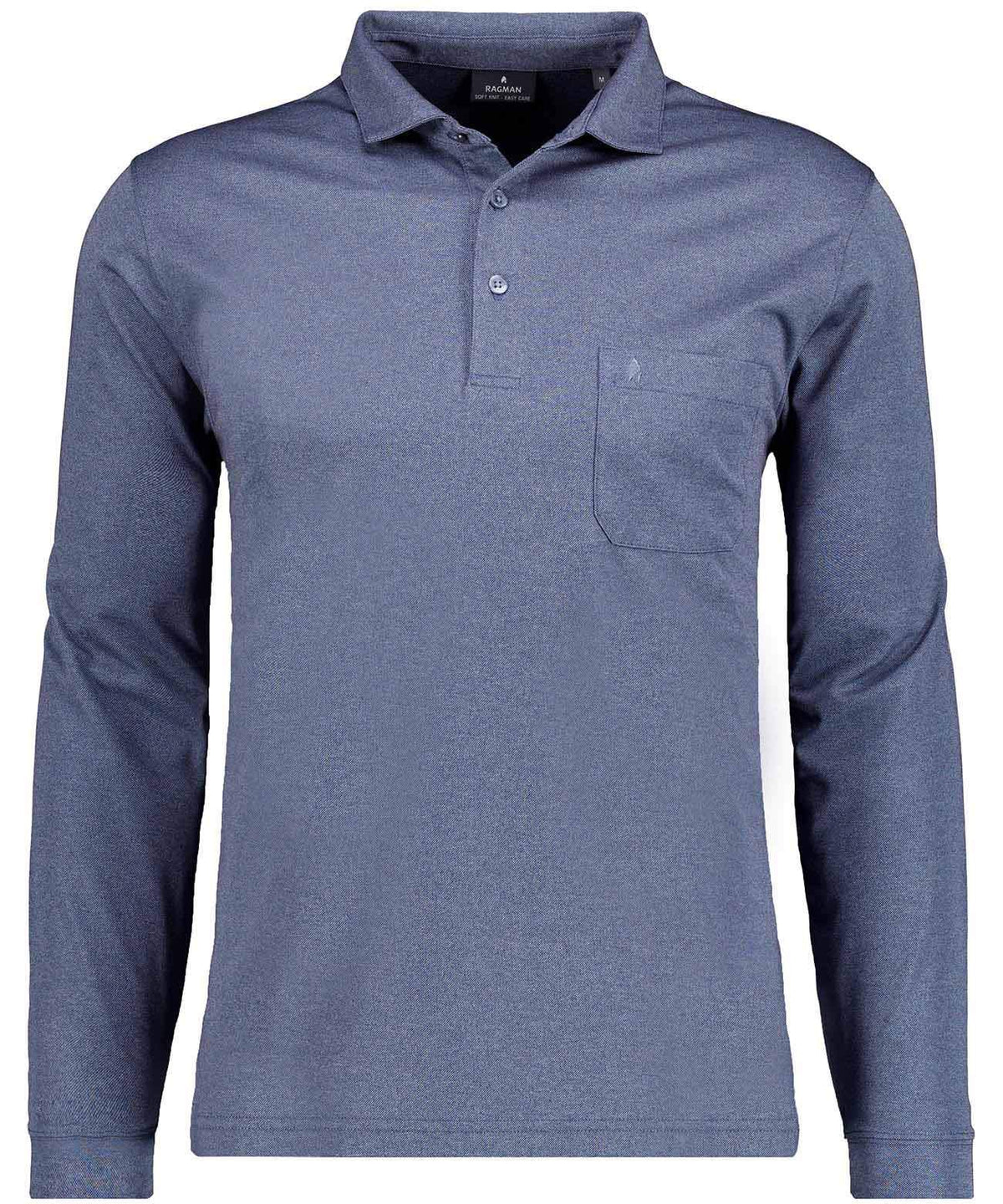 Softknit-Poloshirt uni, Langarm (Marine)