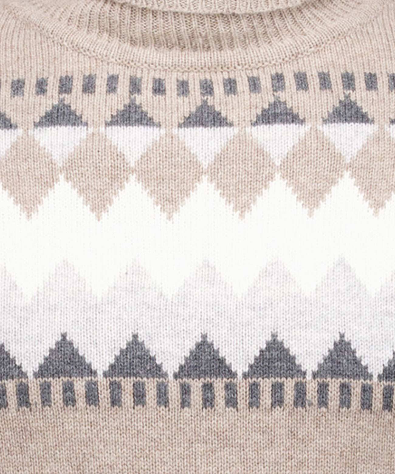 Rollkragen-Pullover Jacquard (Sand)