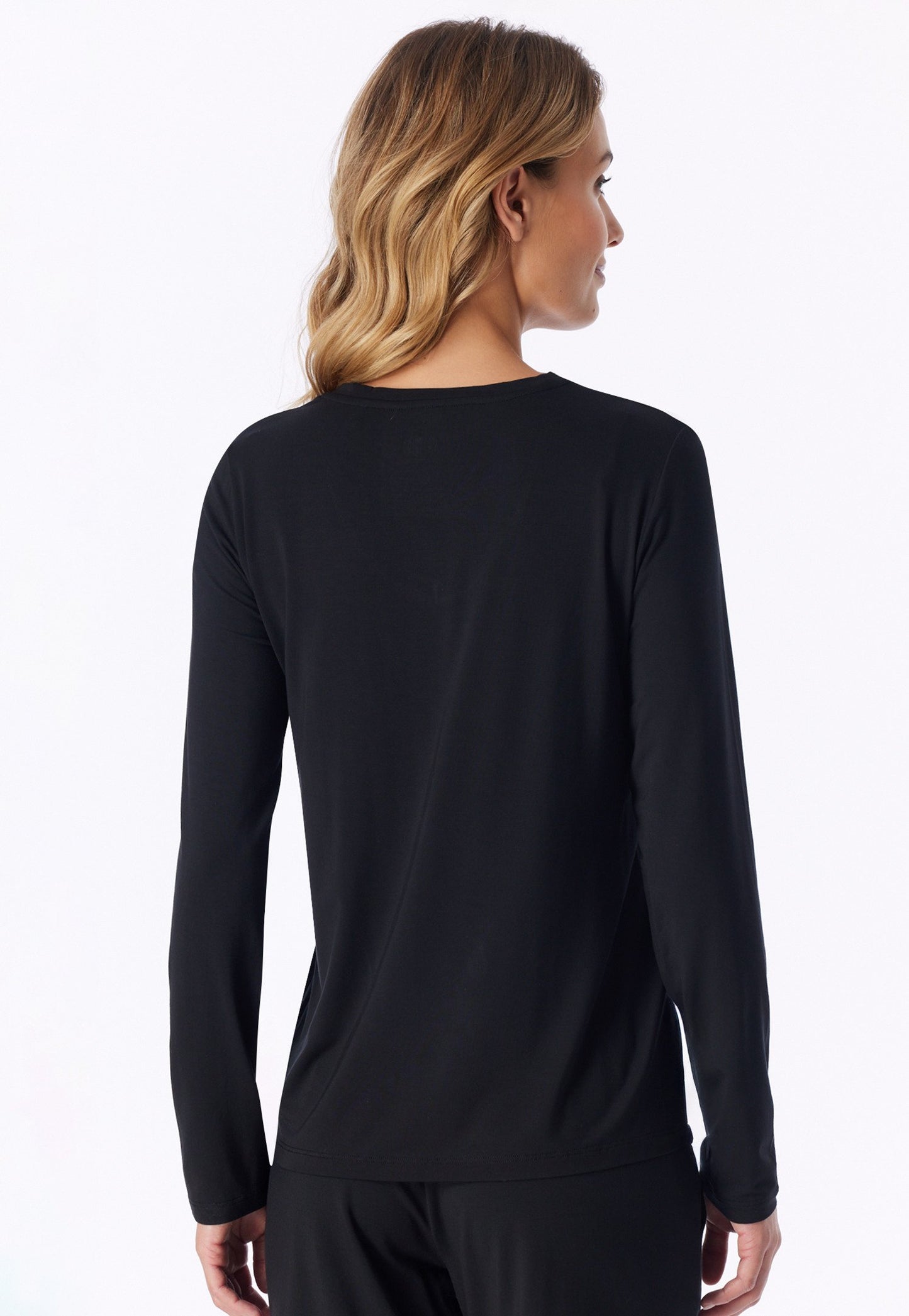 Shirt langarm V-Ausschnitt (Schwarz)
