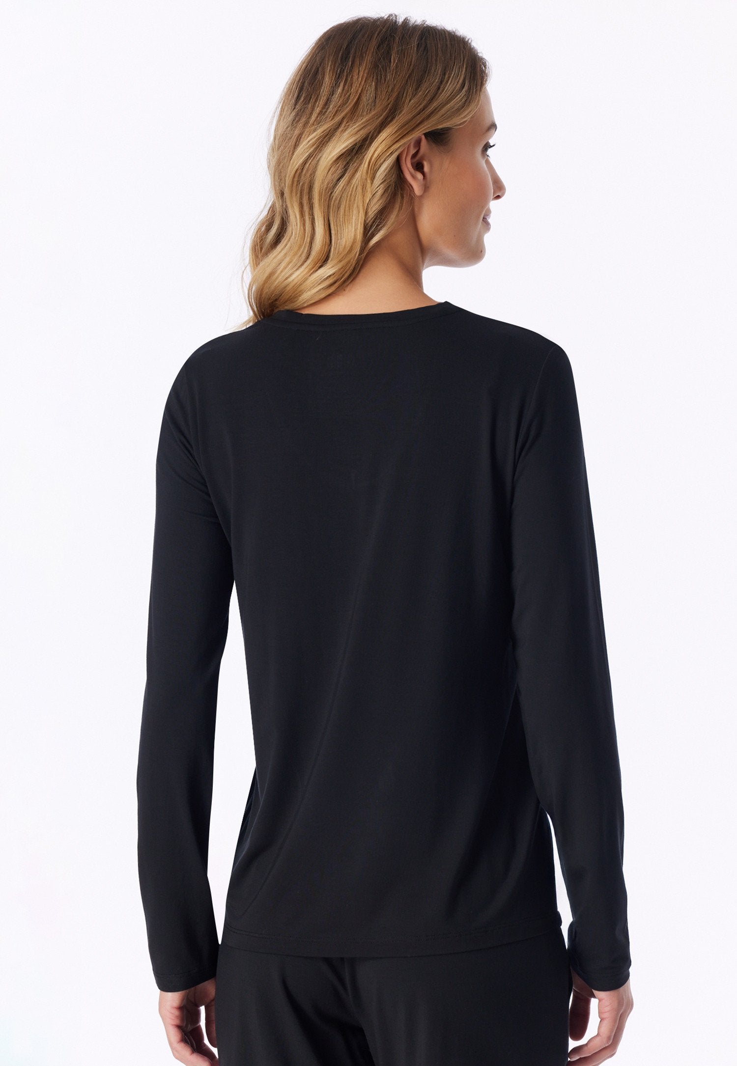Shirt langarm V-Ausschnitt (Schwarz)
