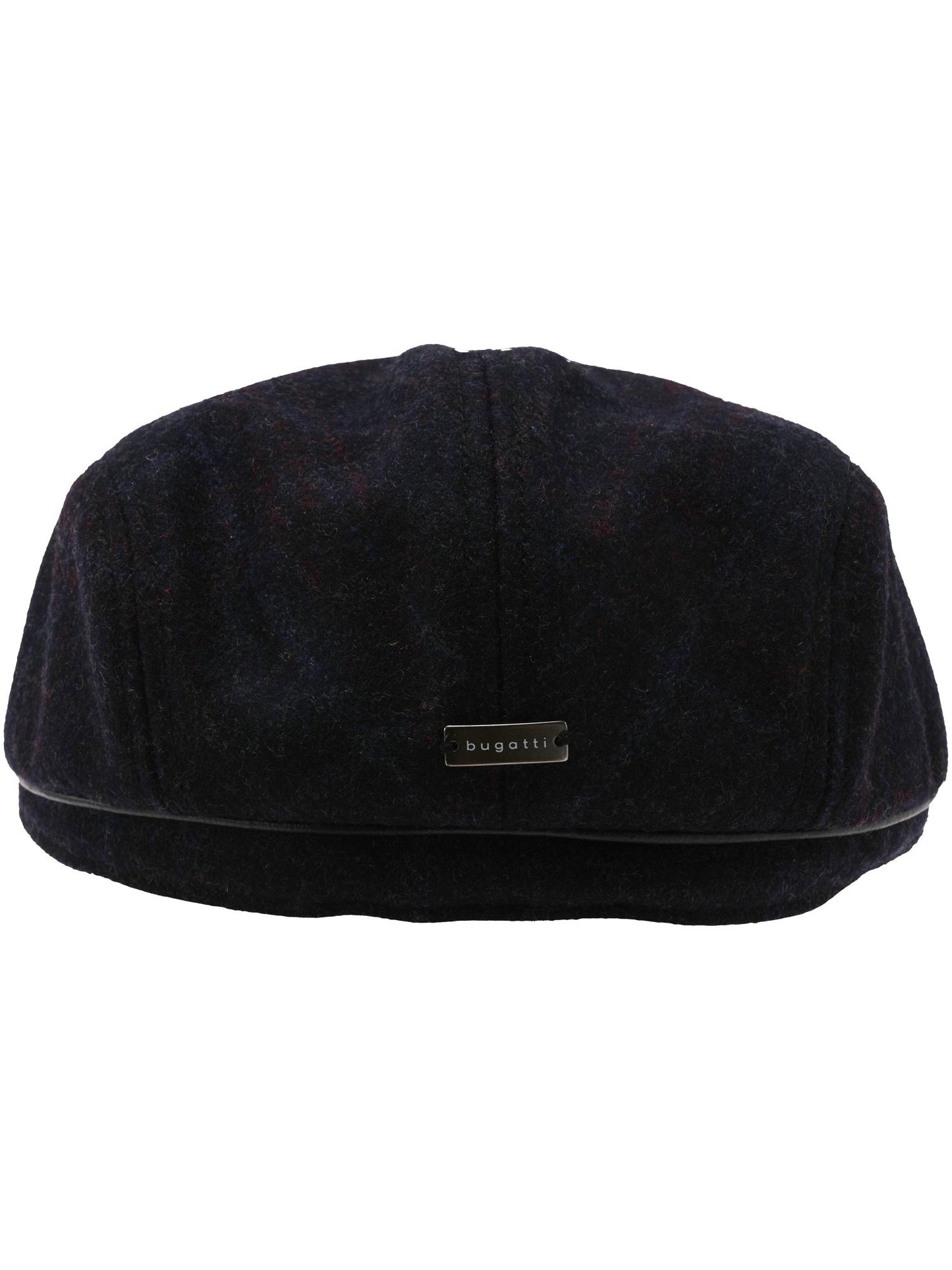 Schurwolle Kopfbedeckung Winddichte bugatti Flatcap mit Karo-Design und Ohrenklappen (Black)