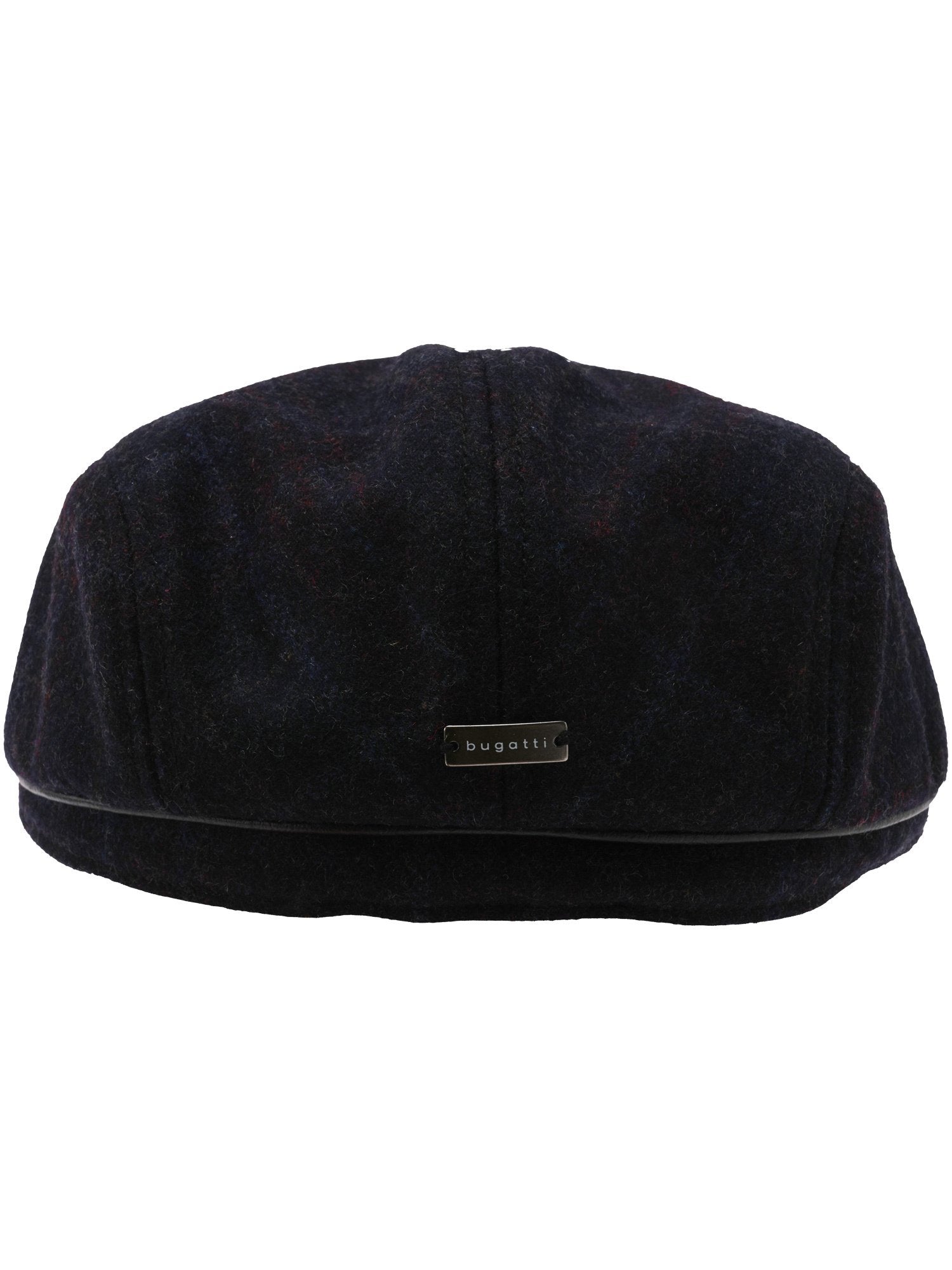 Schurwolle Kopfbedeckung Winddichte bugatti Flatcap mit Karo-Design und Ohrenklappen (Black)
