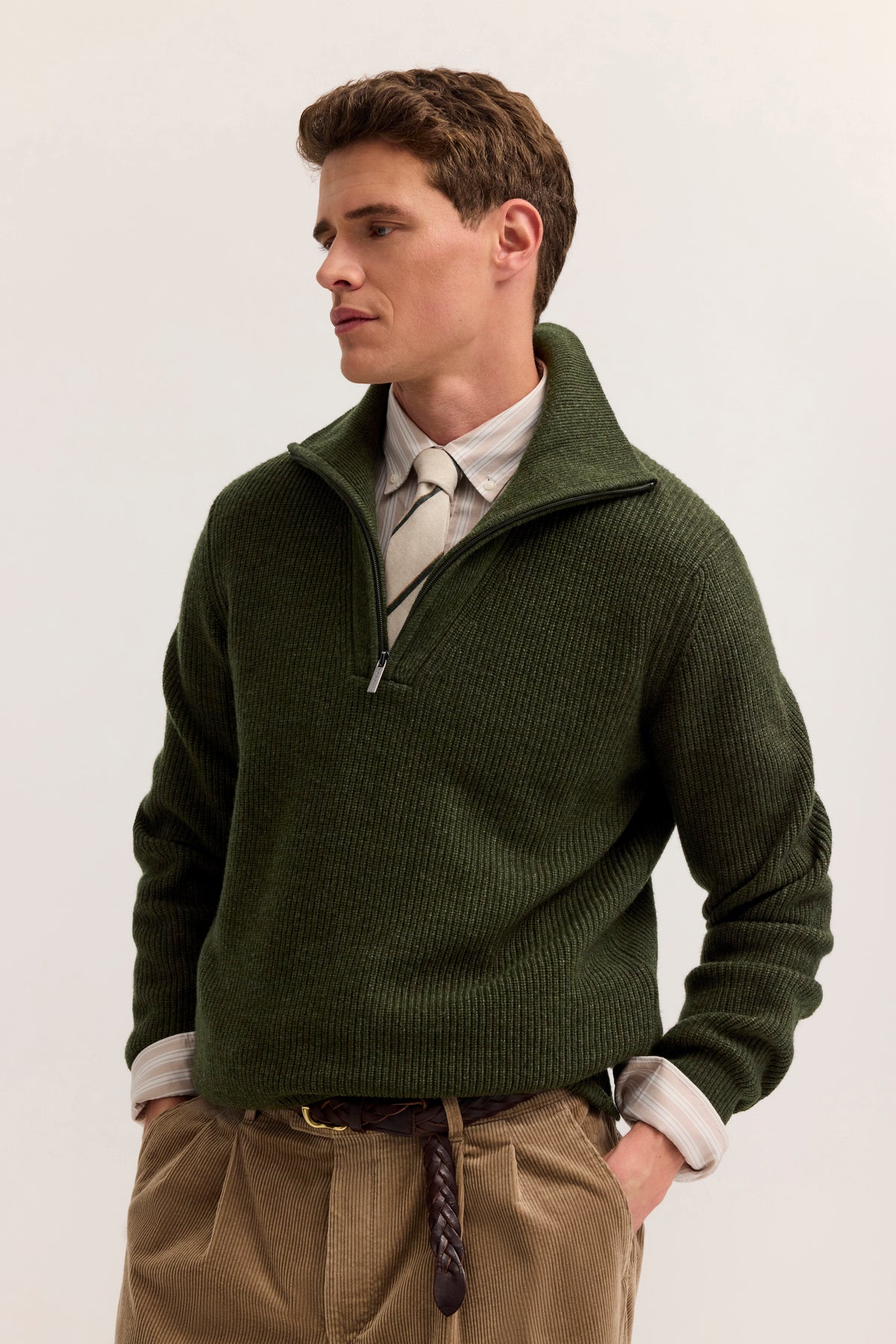 Herren Pullover 1/1 Arm (Oliv)