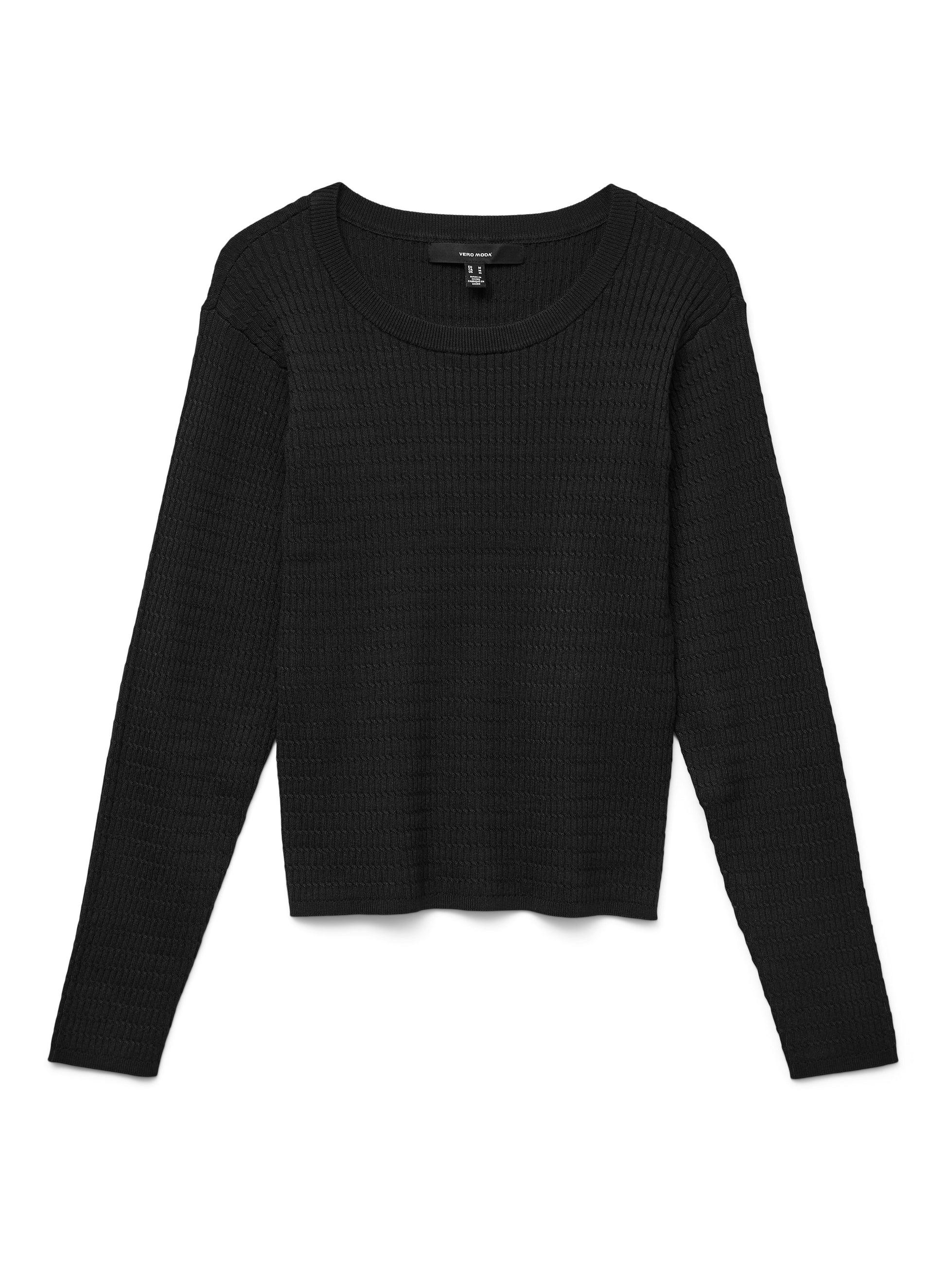 Vmsilje Ls O-neck Cable Pullover (Black)