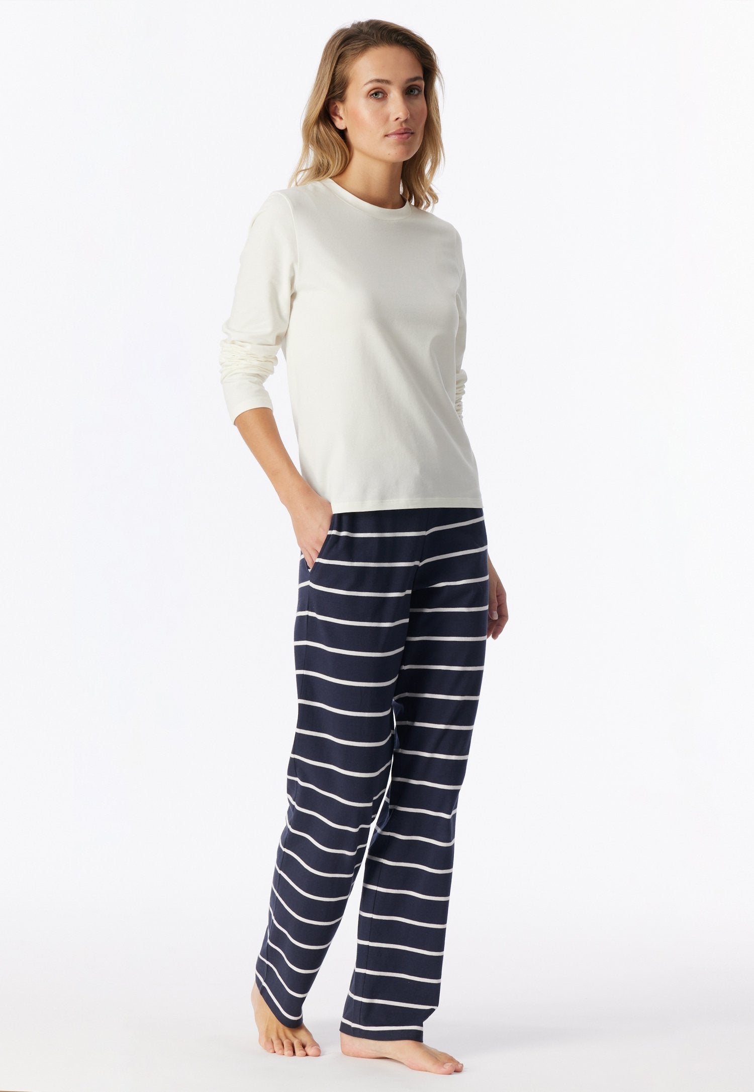 Shirt langarm Rundhals (Naturweiss)