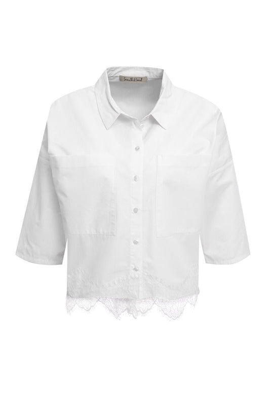 Cropped Lace Blouse (Offwhite)
