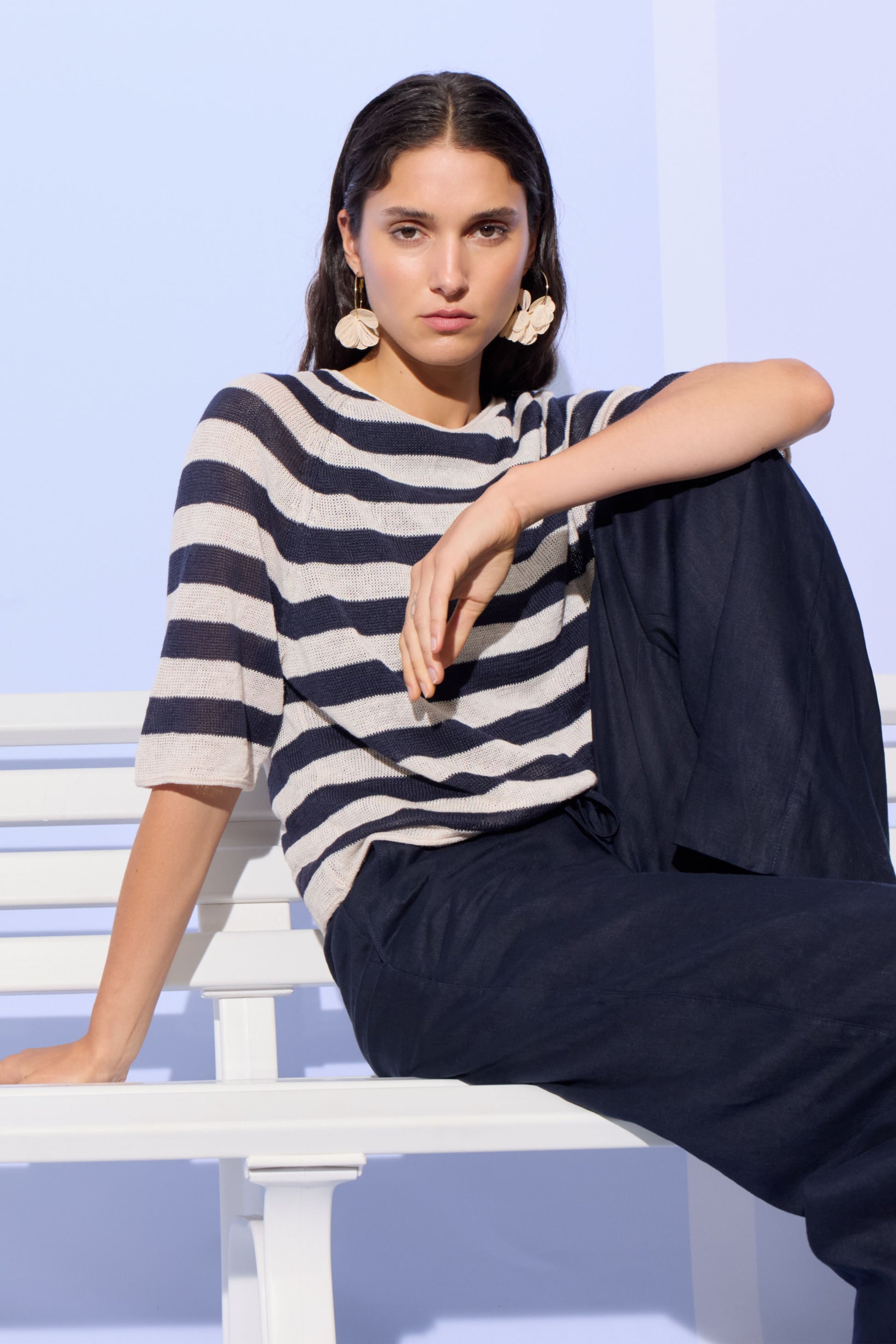 Leinen Pullover (Lt Stone Blue)