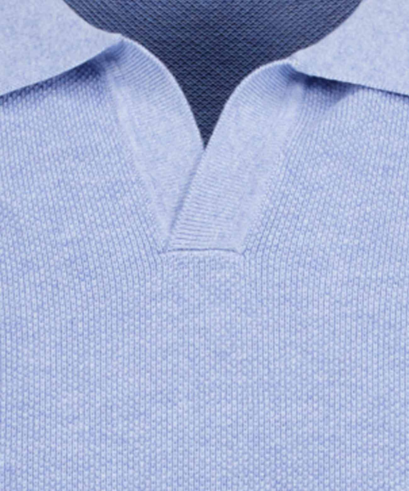 Strick-Pullover Kurzarm, Resortkragen (Hellblau)