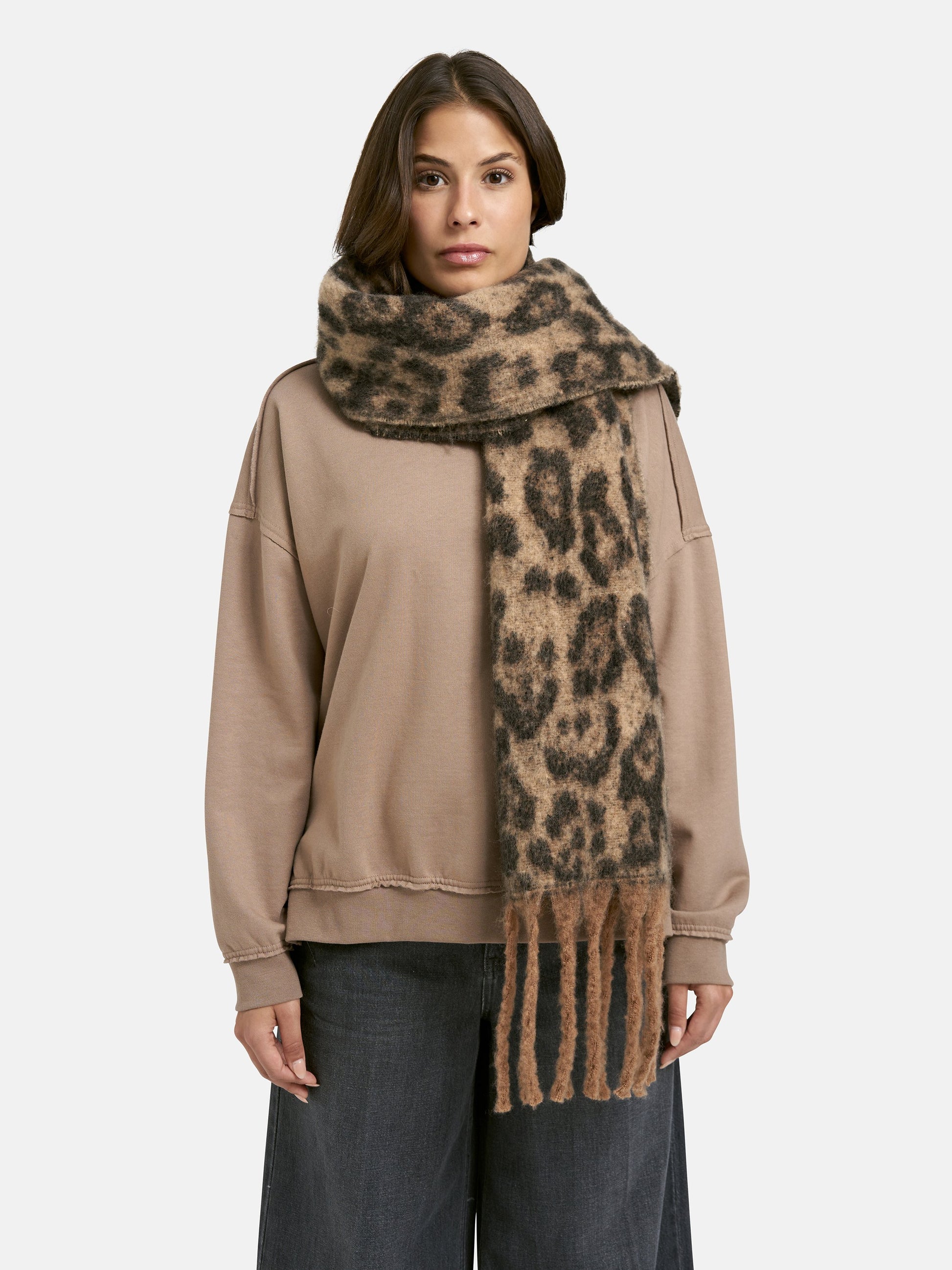 knit scarf (Camel Print)
