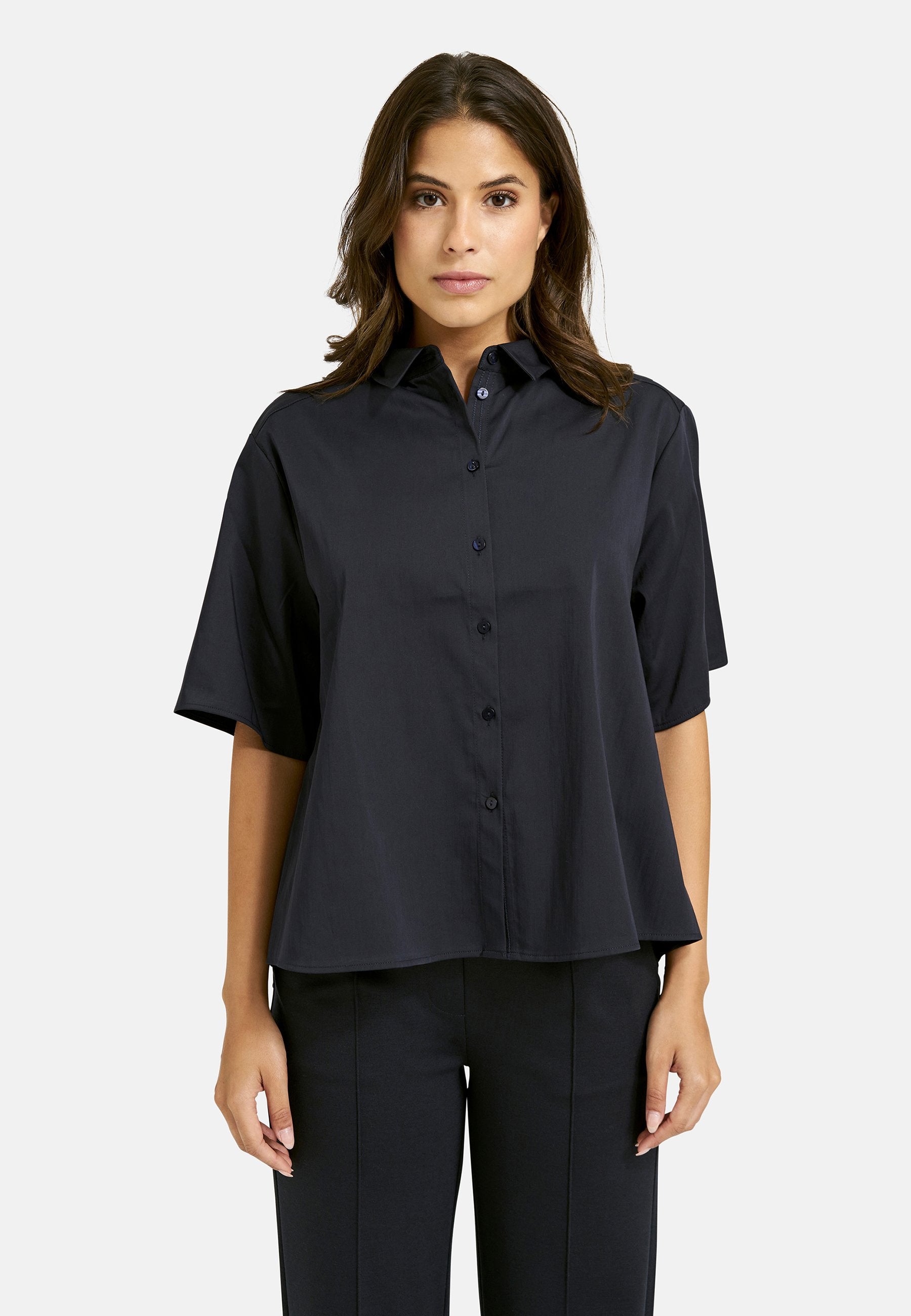 Boxy Shirt Collar Blouse (Marine)
