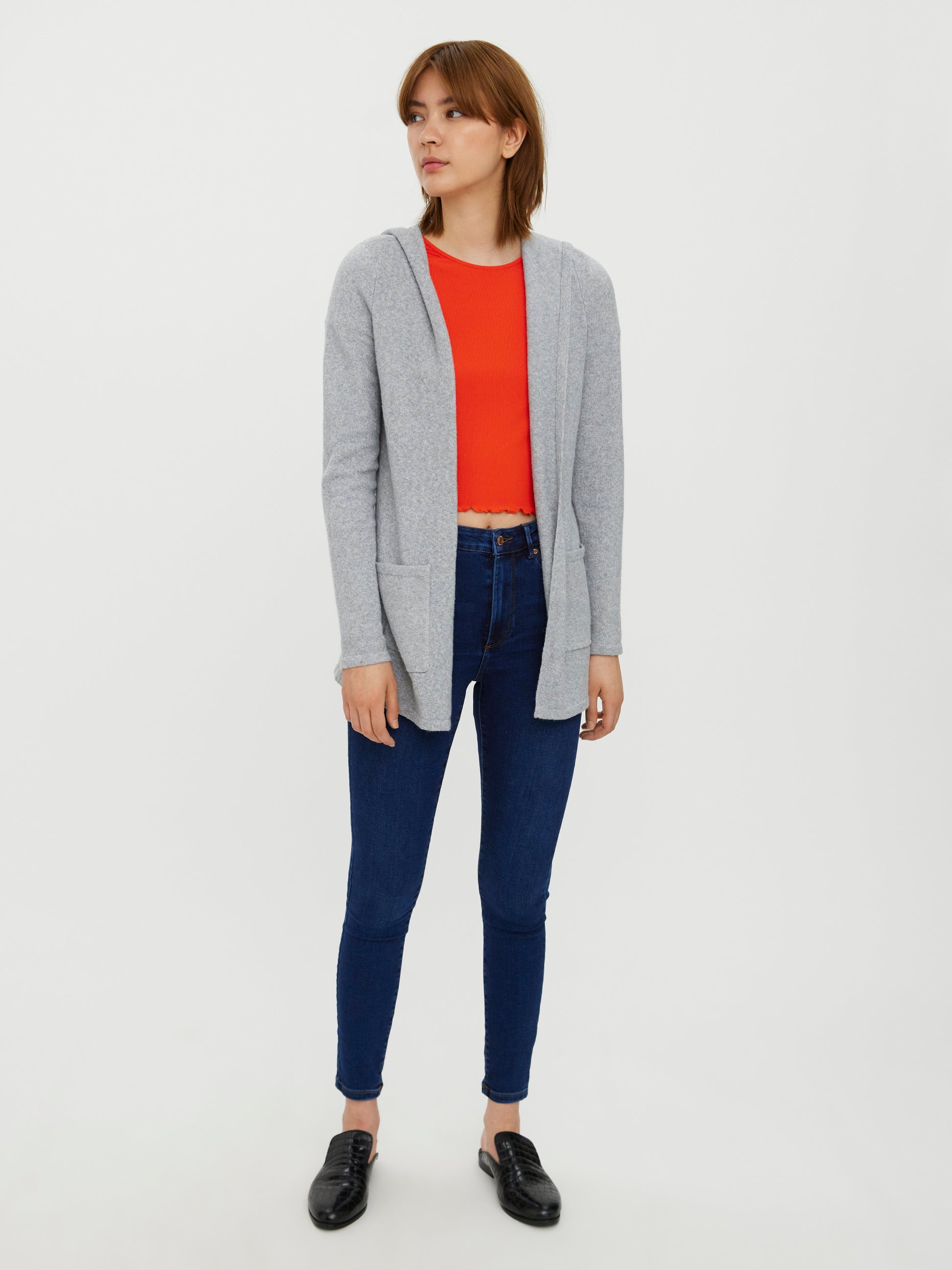 Vmdoffy Ls Open Hood Cardigan Ga Noos (Light Grey Me)