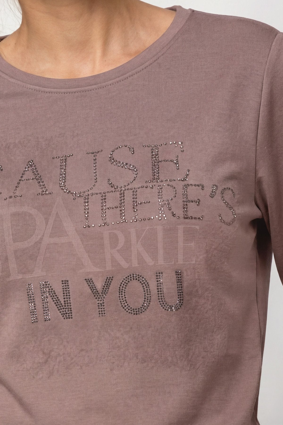 Sweatshirt mit Schmuckdetails (Taupe)