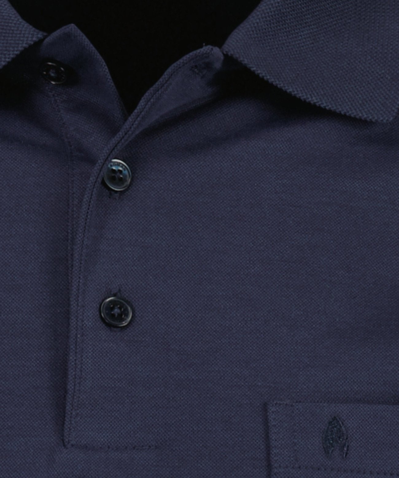 Softknit-Polo mit Brusttasche, Langarm (Marine)