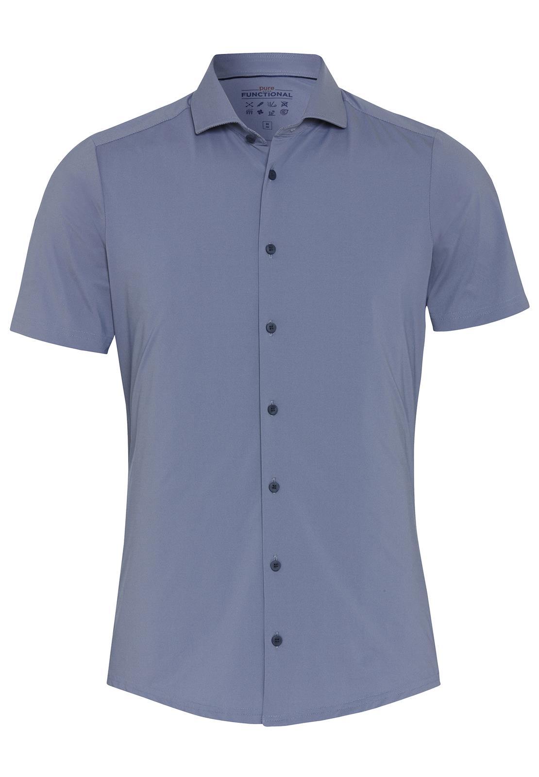 PURE- Functional Hemd Halbarm (Uni Mittelblau)