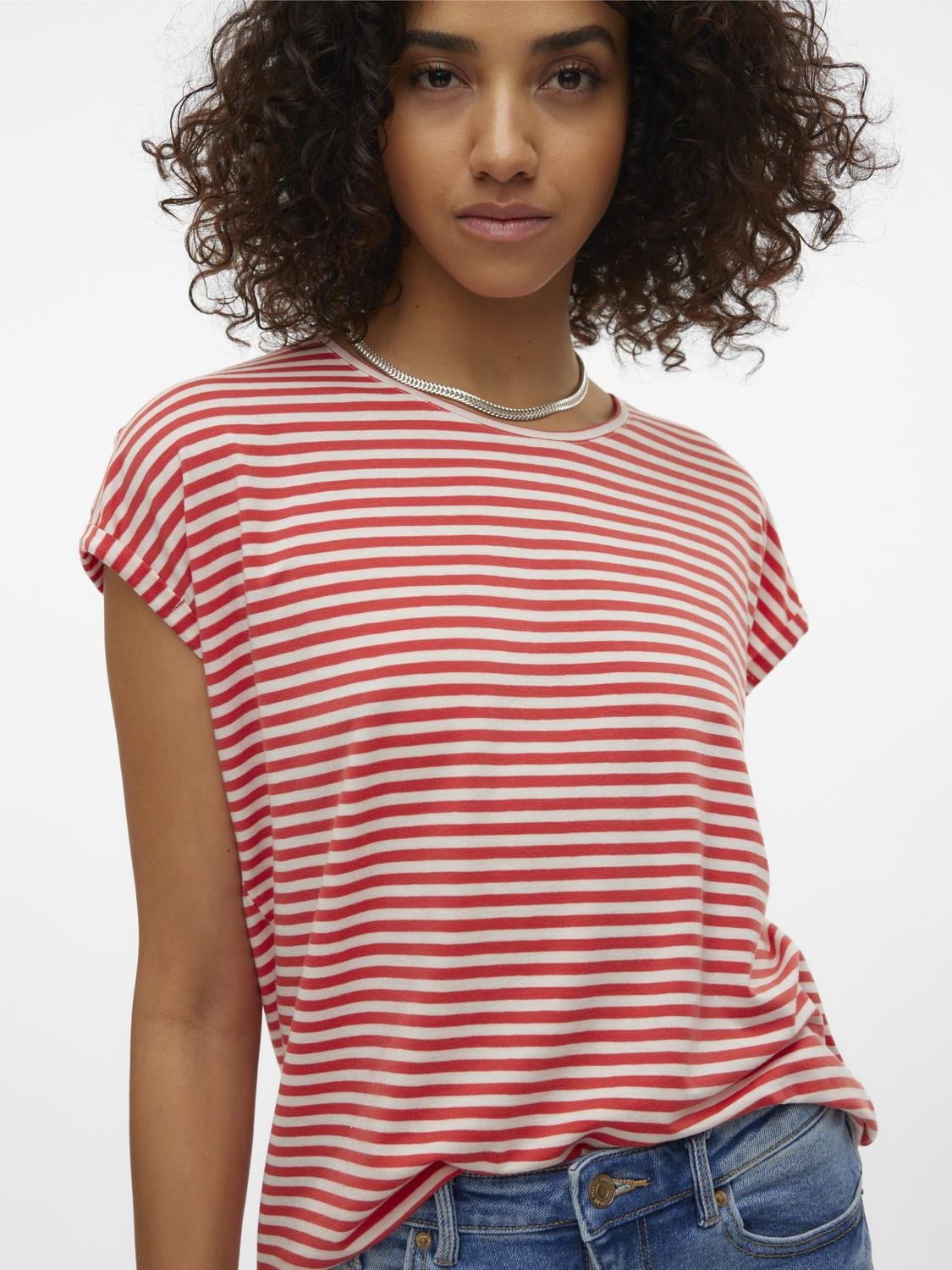 Vmava Plain Ss Top Stripe Ga Jrs  Noos (Cayenne/pr)