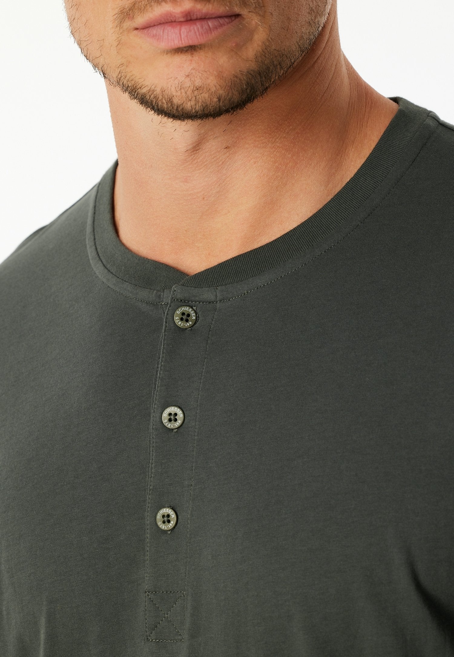 Langarmshirt Knopfleiste (Dunkelgrün)