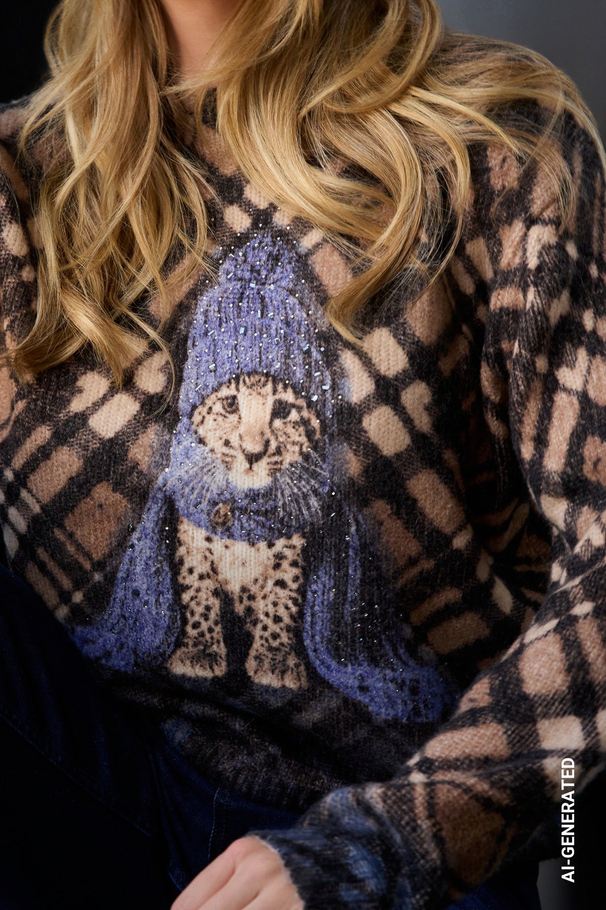 Strickpullover mit kleinem Leo-Print (Tiramisu Gemuste)