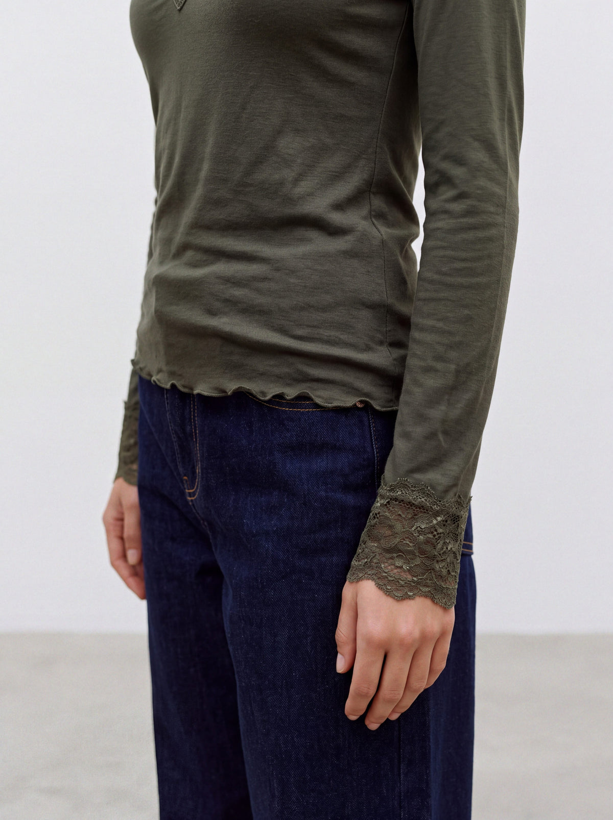 Vmskye Ls V-neck Lace Top Jrs Noos (Forest Night)