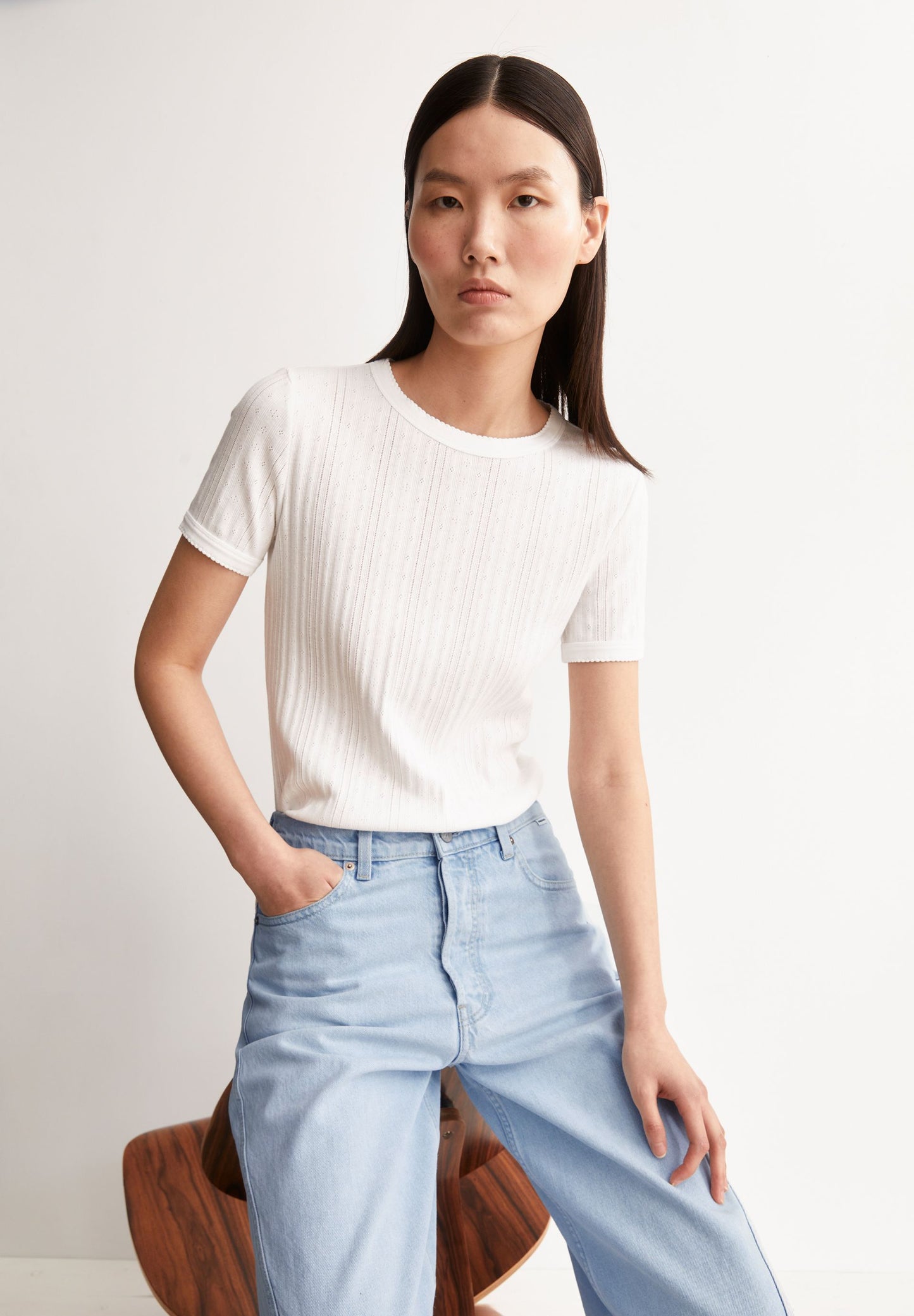 Pointelle T-shirt (White)