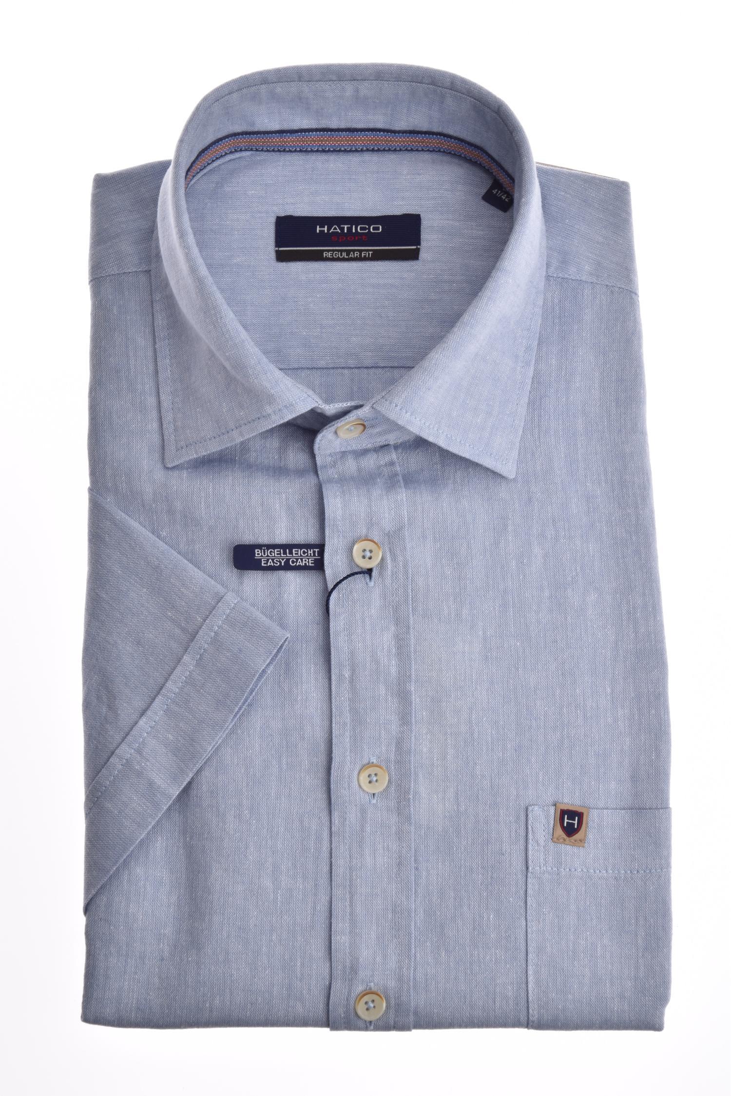 HATICO- Sport Hemd regular fit Halbarm (Uni Hellblau)