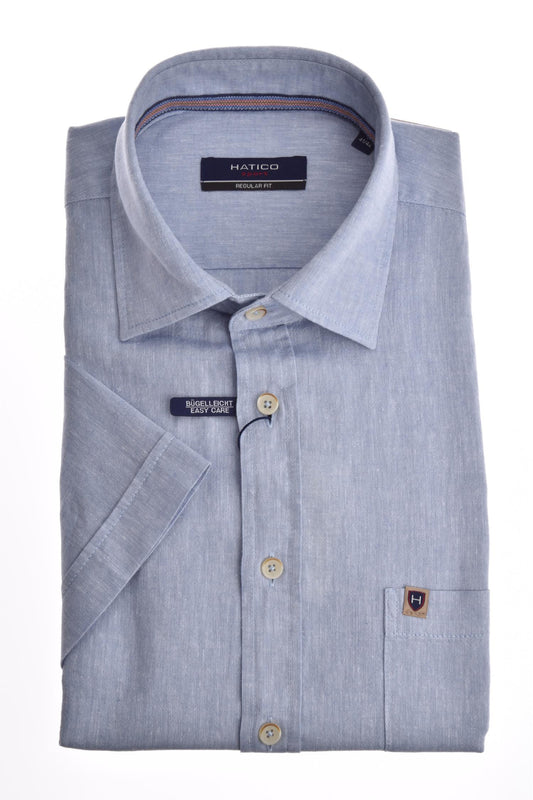 HATICO- Sport Hemd regular fit Halbarm (Uni Hellblau)