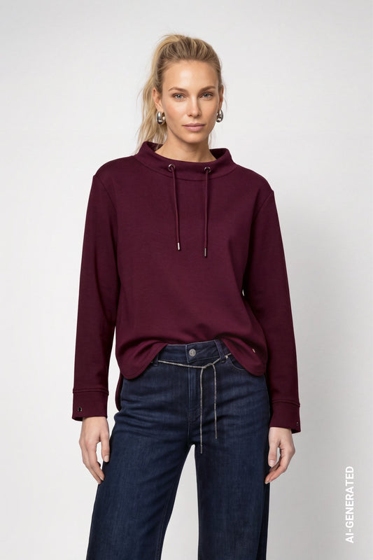 Sweatshirt mit Stehkragen (Dark Bordeaux)