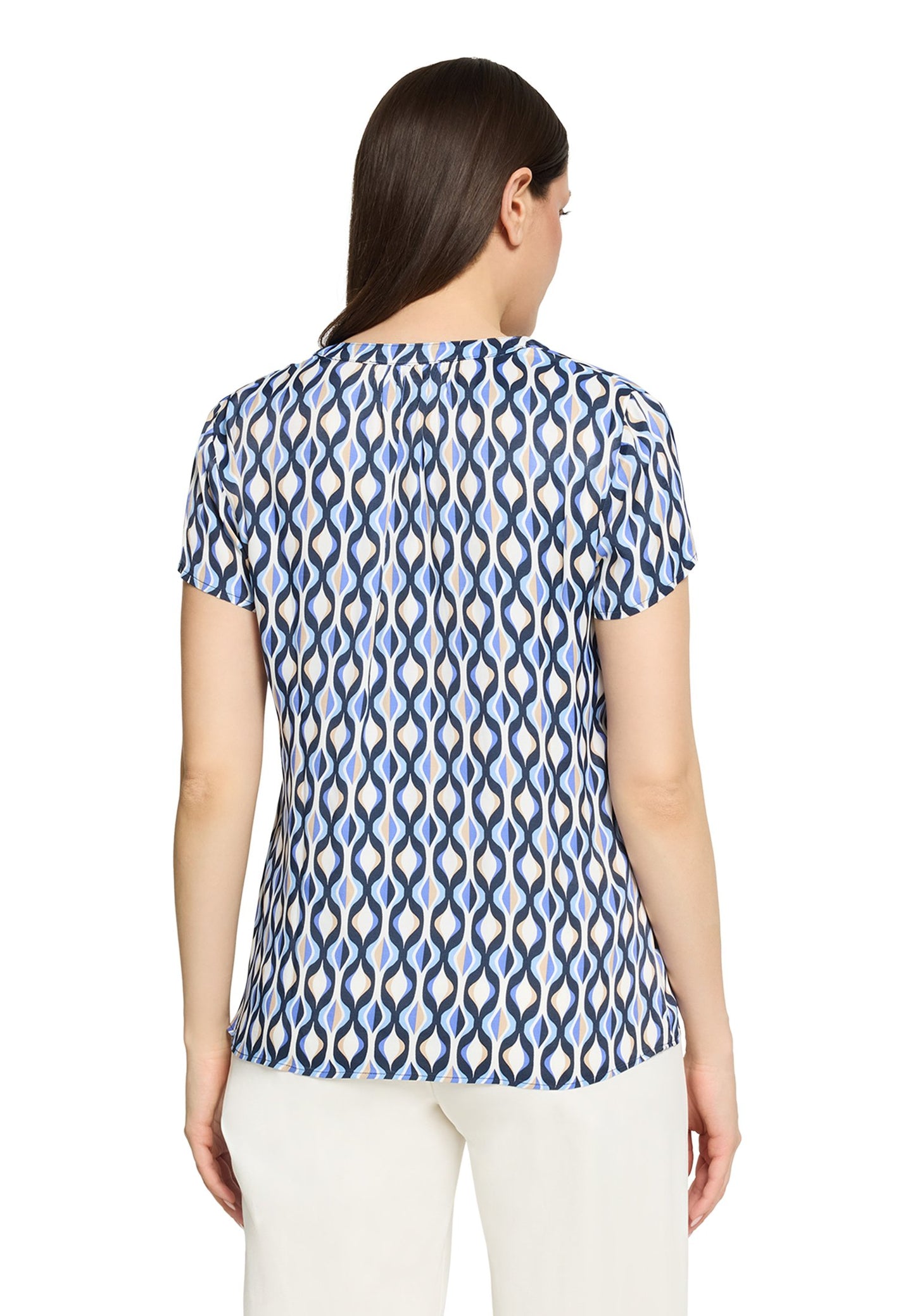 Satin-Bluse (Blue/cream)