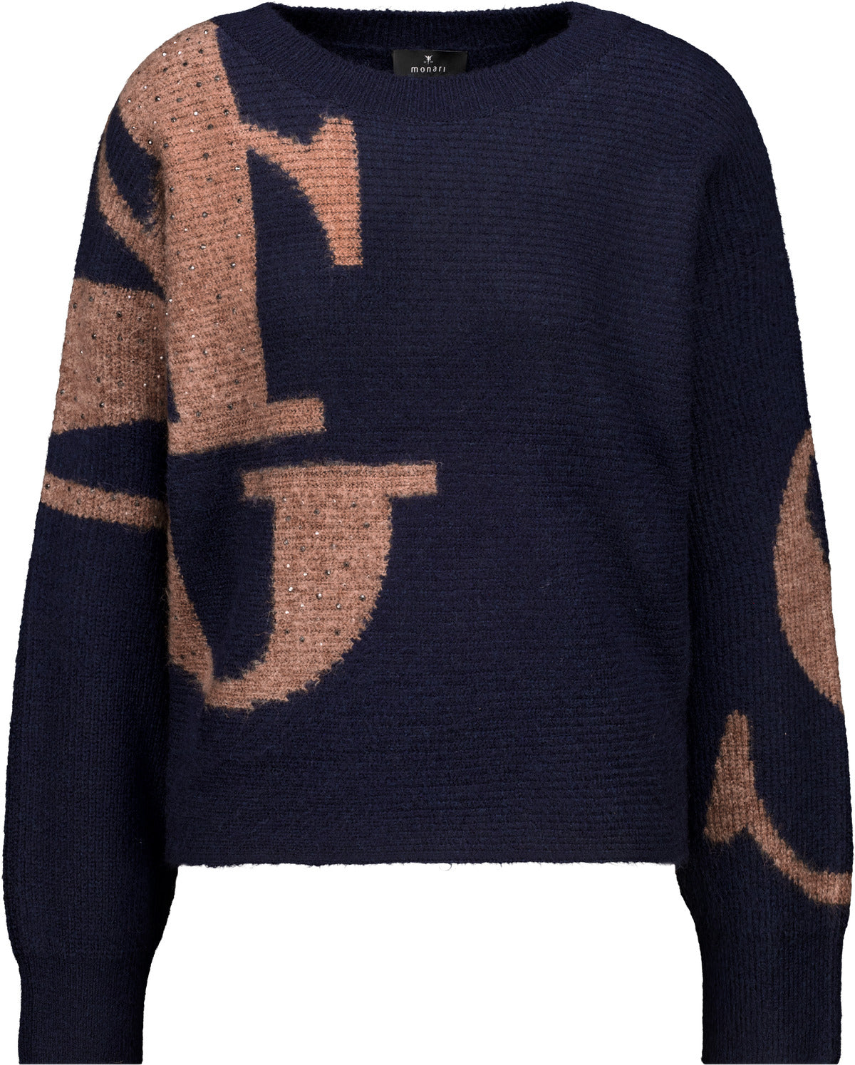 Strickpullover mit Buchstaben-Intarsie-Muster (Dark Blue)