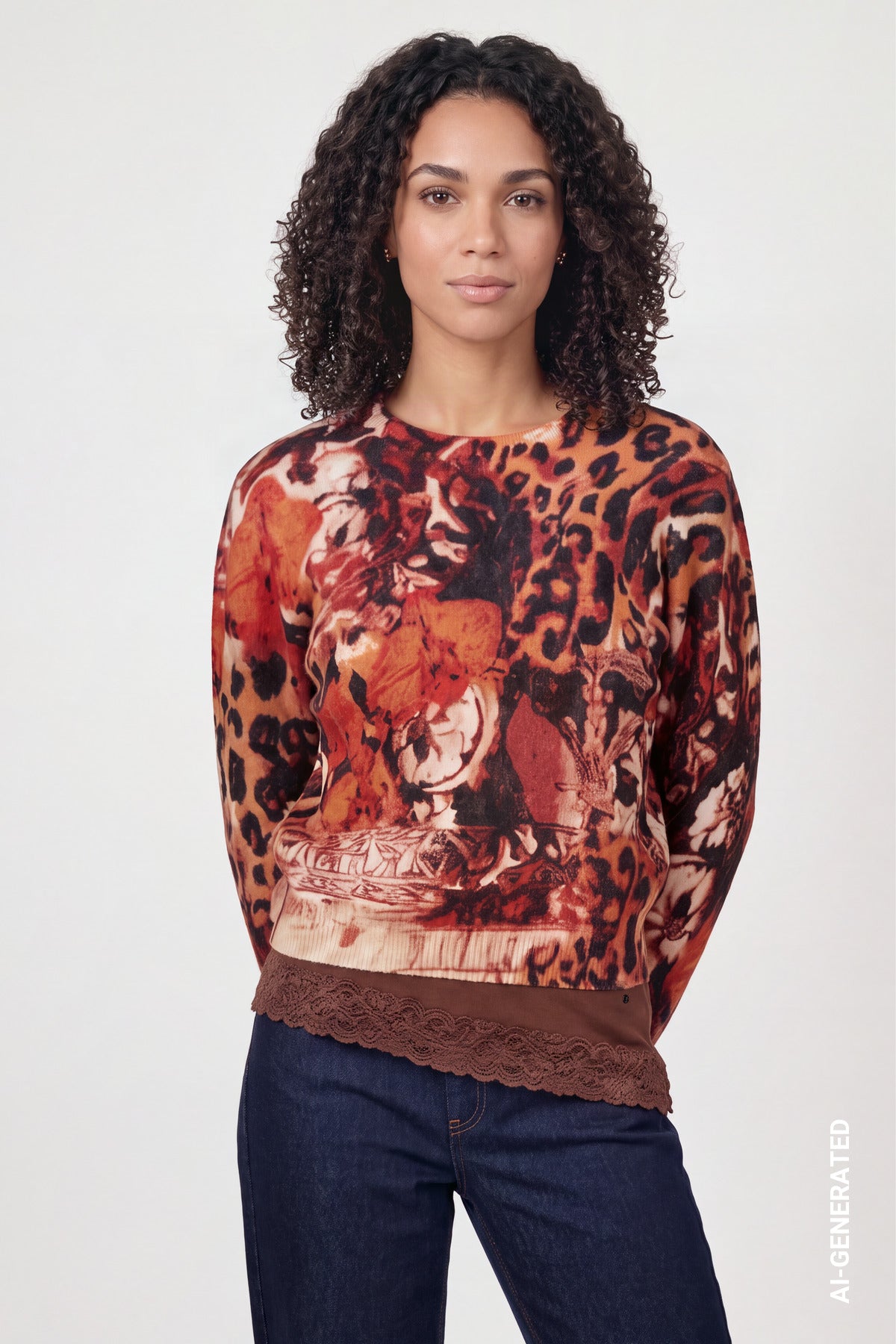 Strickpullover mit Muster-Mix (Autumn Red Gemus)