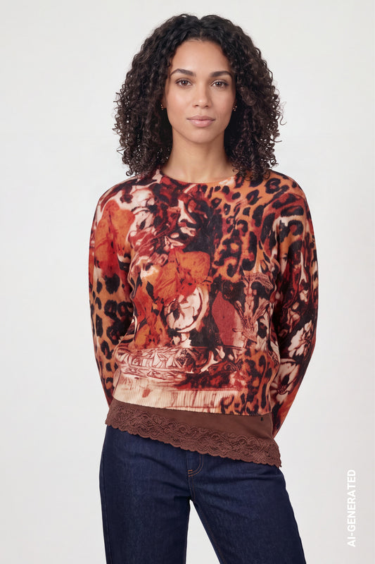 Strickpullover mit Muster-Mix (Autumn Red Gemus)