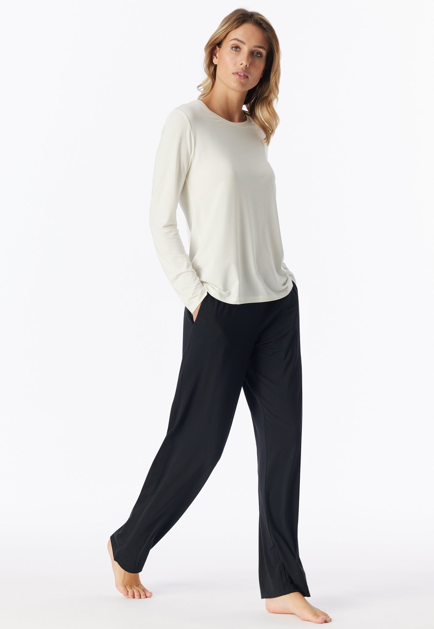 Shirt langarm Rundhals (Naturweiss)