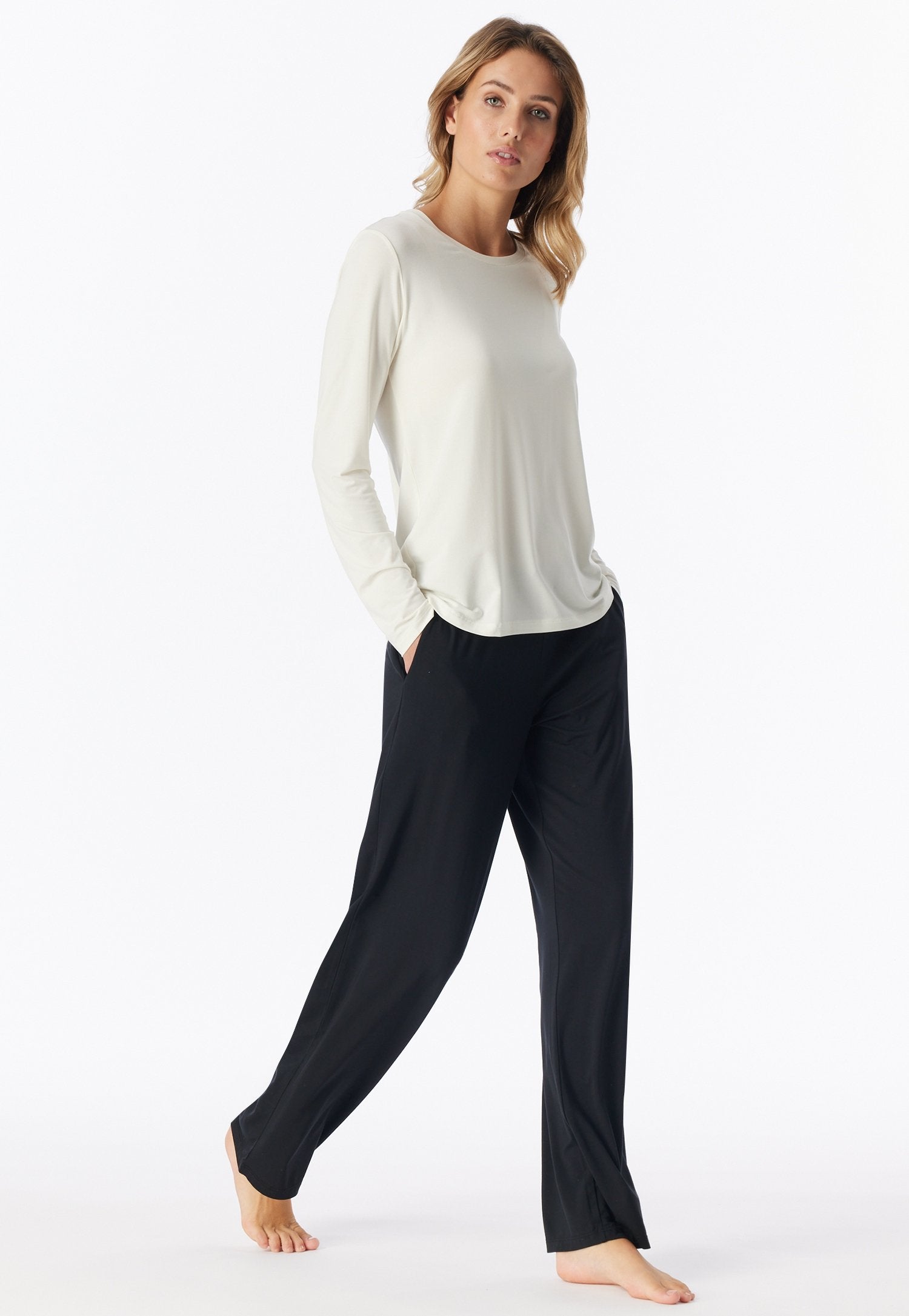 Shirt langarm Rundhals (Naturweiss)