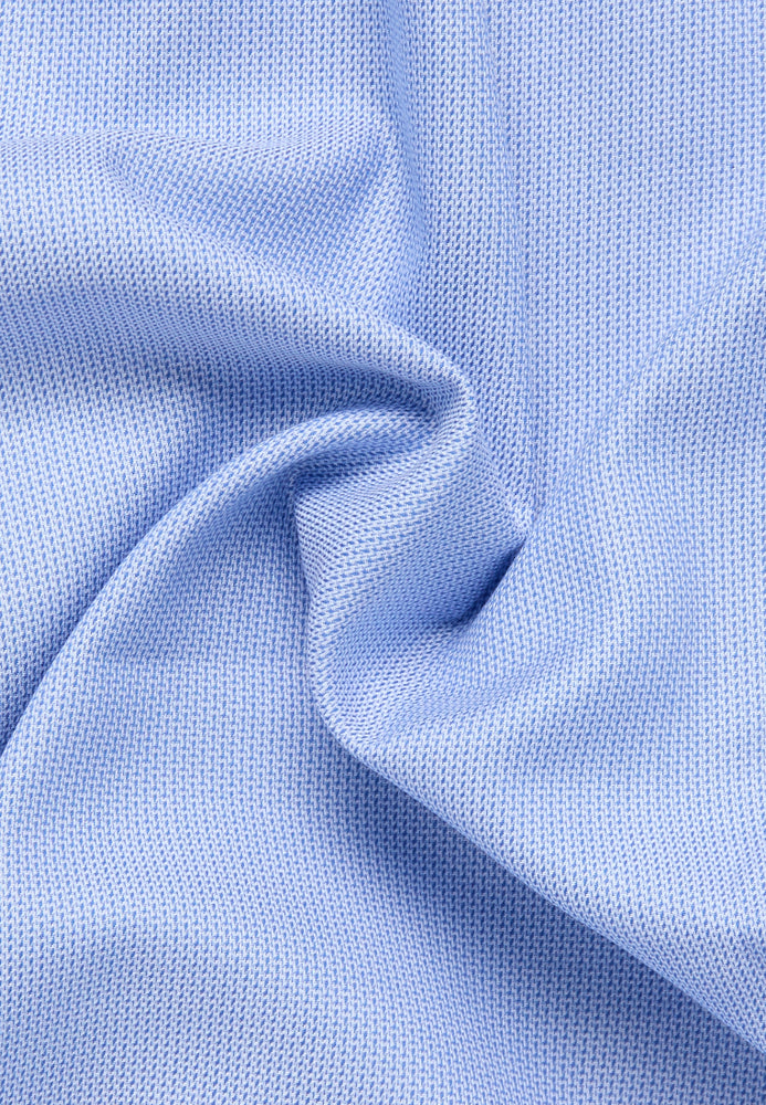 ETERNA strukturiertes Kurzarmhemd MODERN FIT (Mittelblau)